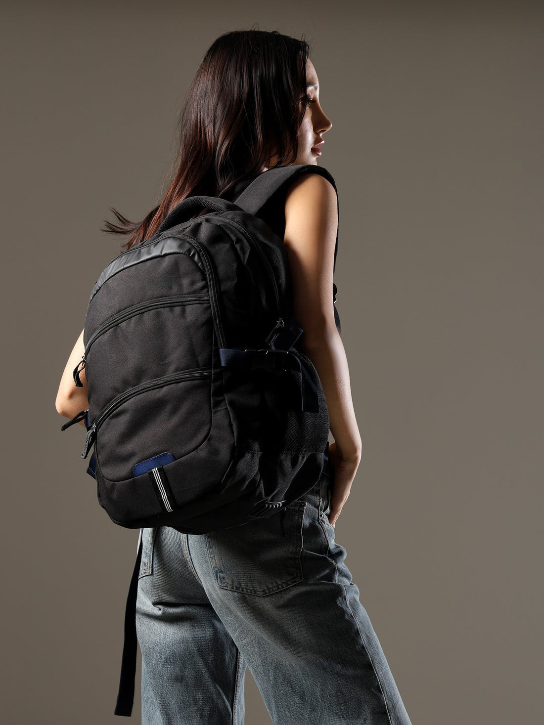 ULTRA Stylish Black & Blue Backpack for Women - Travel & Daily Use
