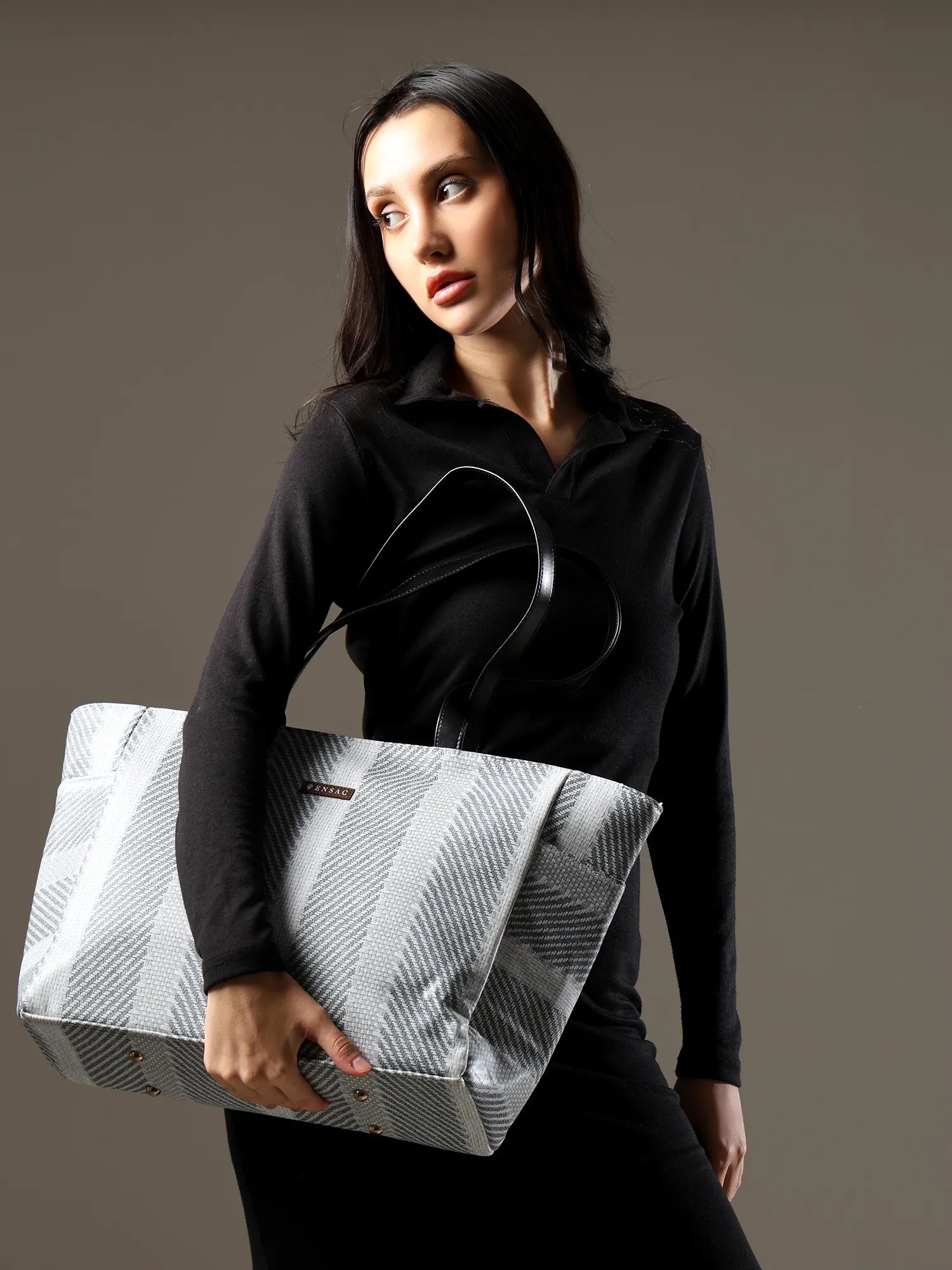ENSAC Women’s Large Canvas Tote Handbag | Stylish Shoulder Bag with Multi-Pockets