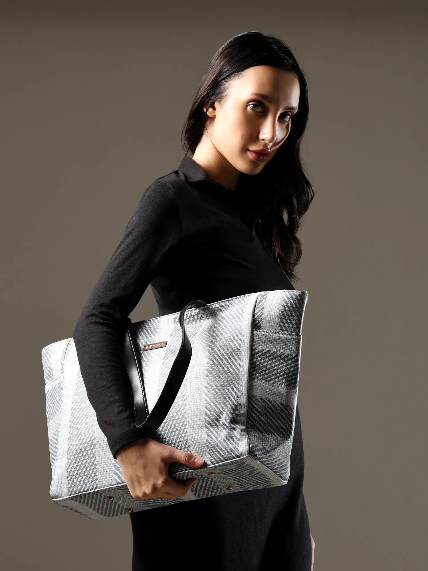 ENSAC Women’s Large Canvas Tote Handbag | Stylish Shoulder Bag with Multi-Pockets