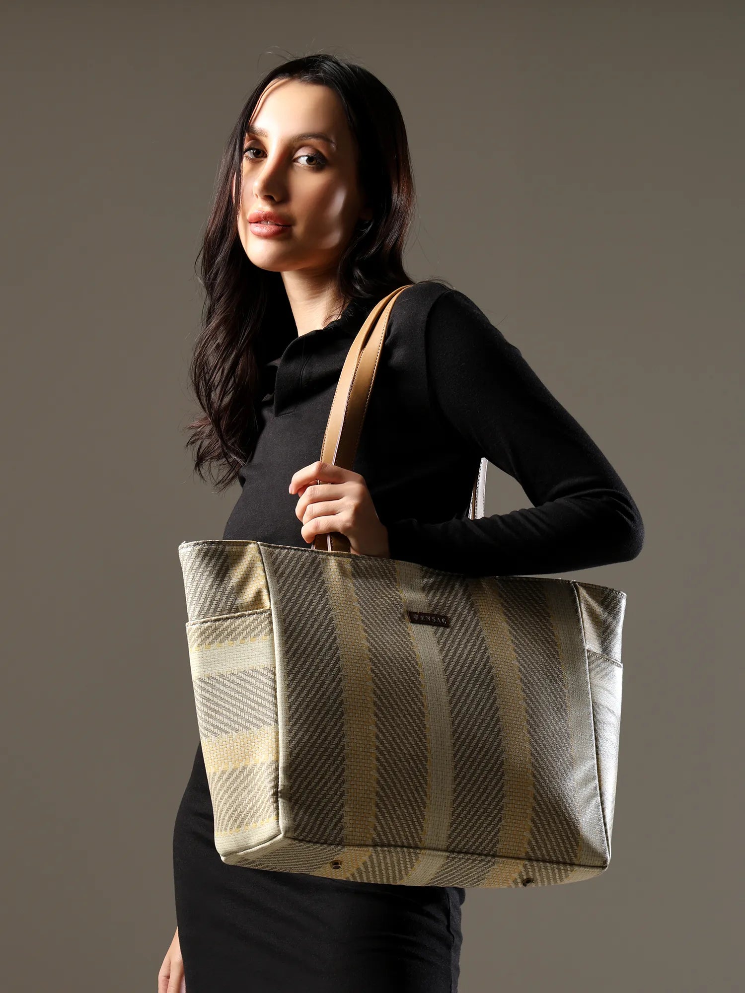 ENSAC Women’s Large Canvas Tote Handbag | Stylish Shoulder Bag with Multi-Pockets