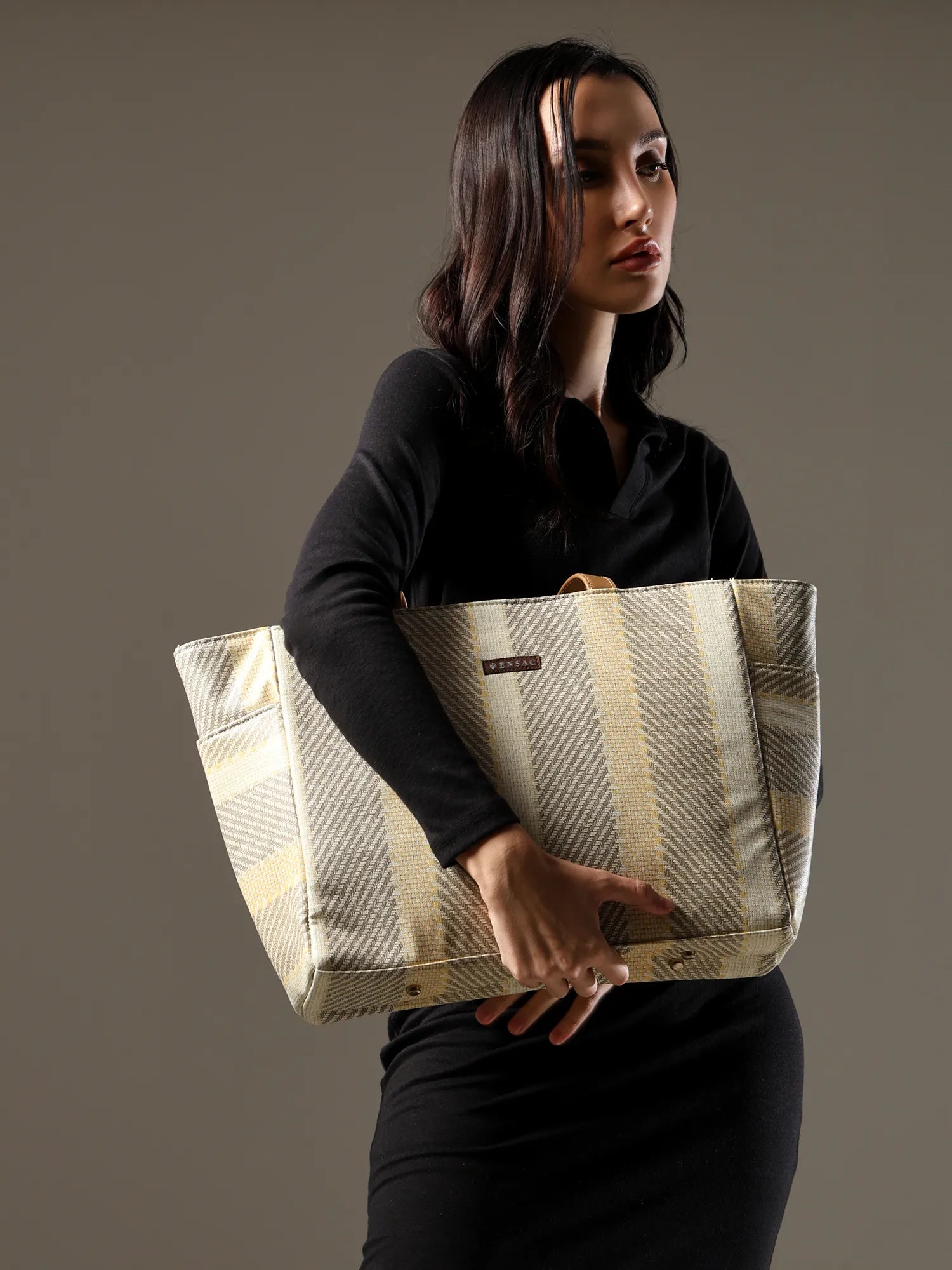 ENSAC Women’s Large Canvas Tote Handbag | Stylish Shoulder Bag with Multi-Pockets
