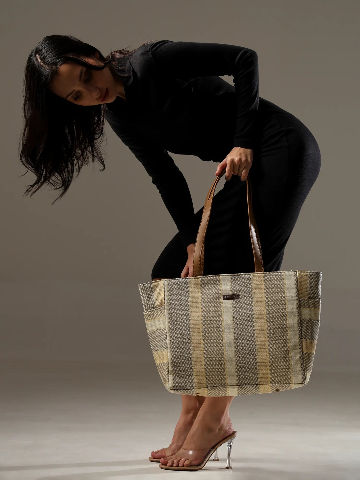 ENSAC Women’s Large Canvas Tote Handbag | Stylish Shoulder Bag with Multi-Pockets