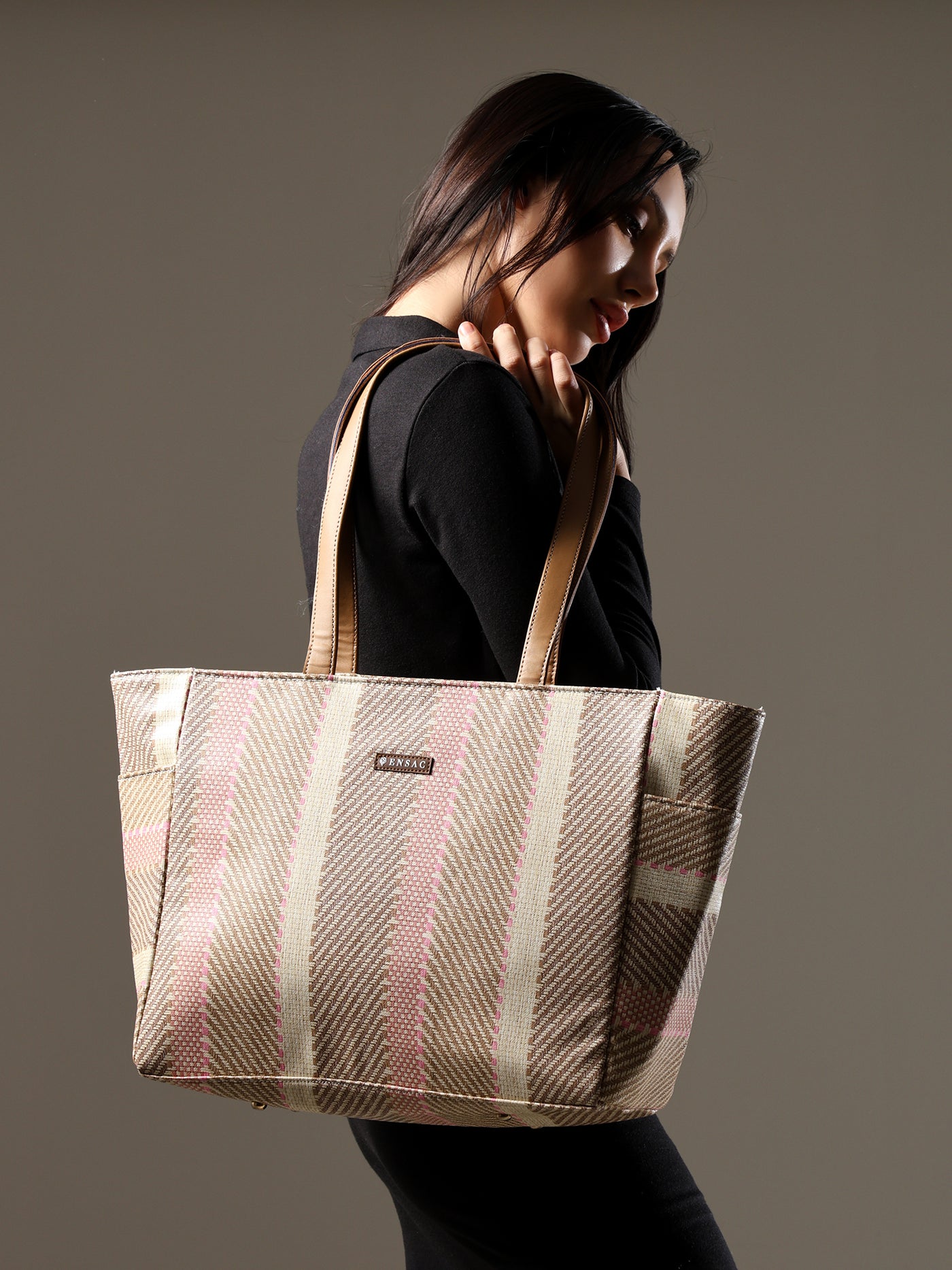ENSAC Women’s Large Canvas Tote Handbag | Stylish Shoulder Bag with Multi-Pockets