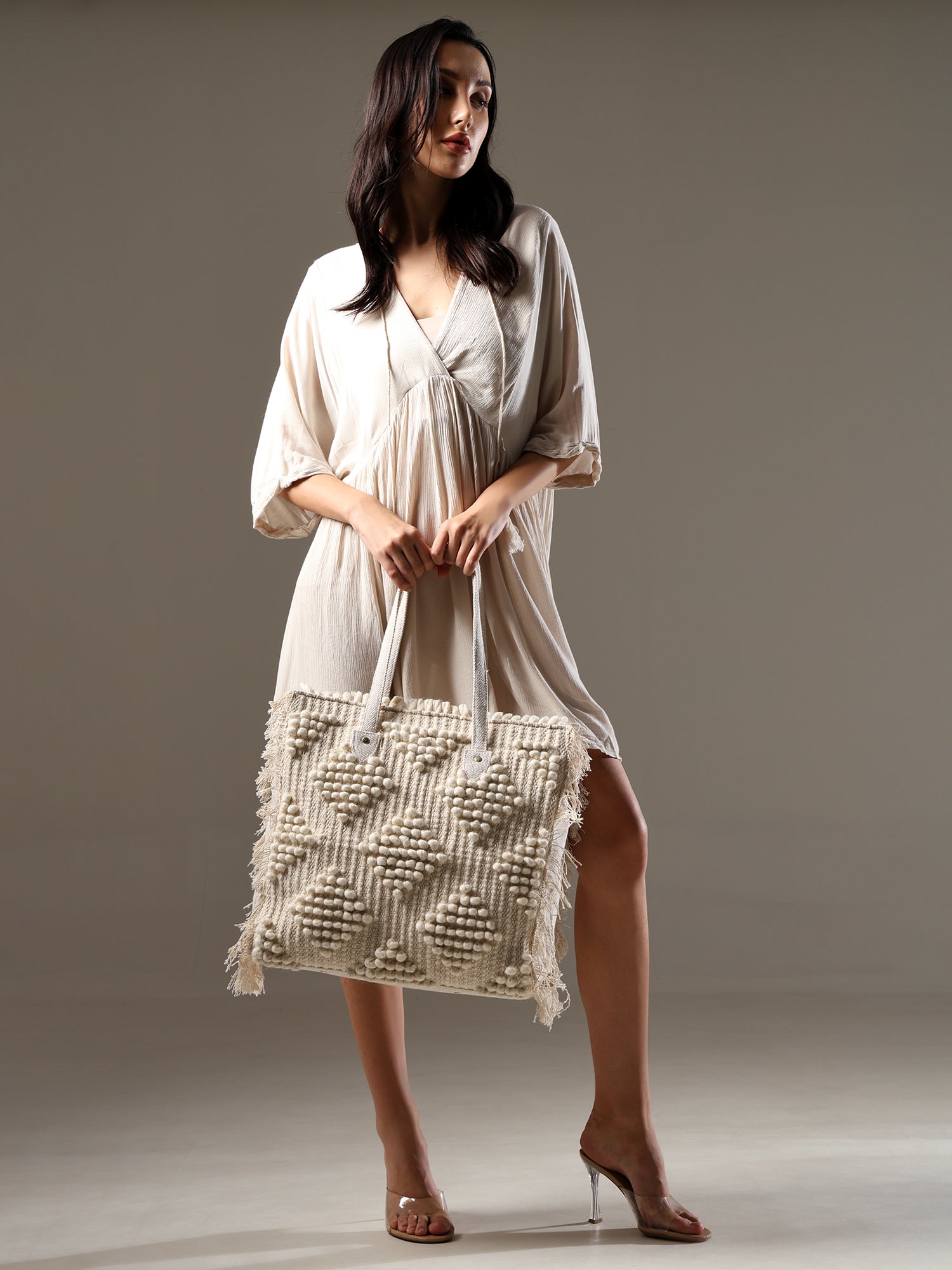 Ensac Fringed Tote Bag for Women | Stylish Ethnic Shoulder Handbag for Daily Use