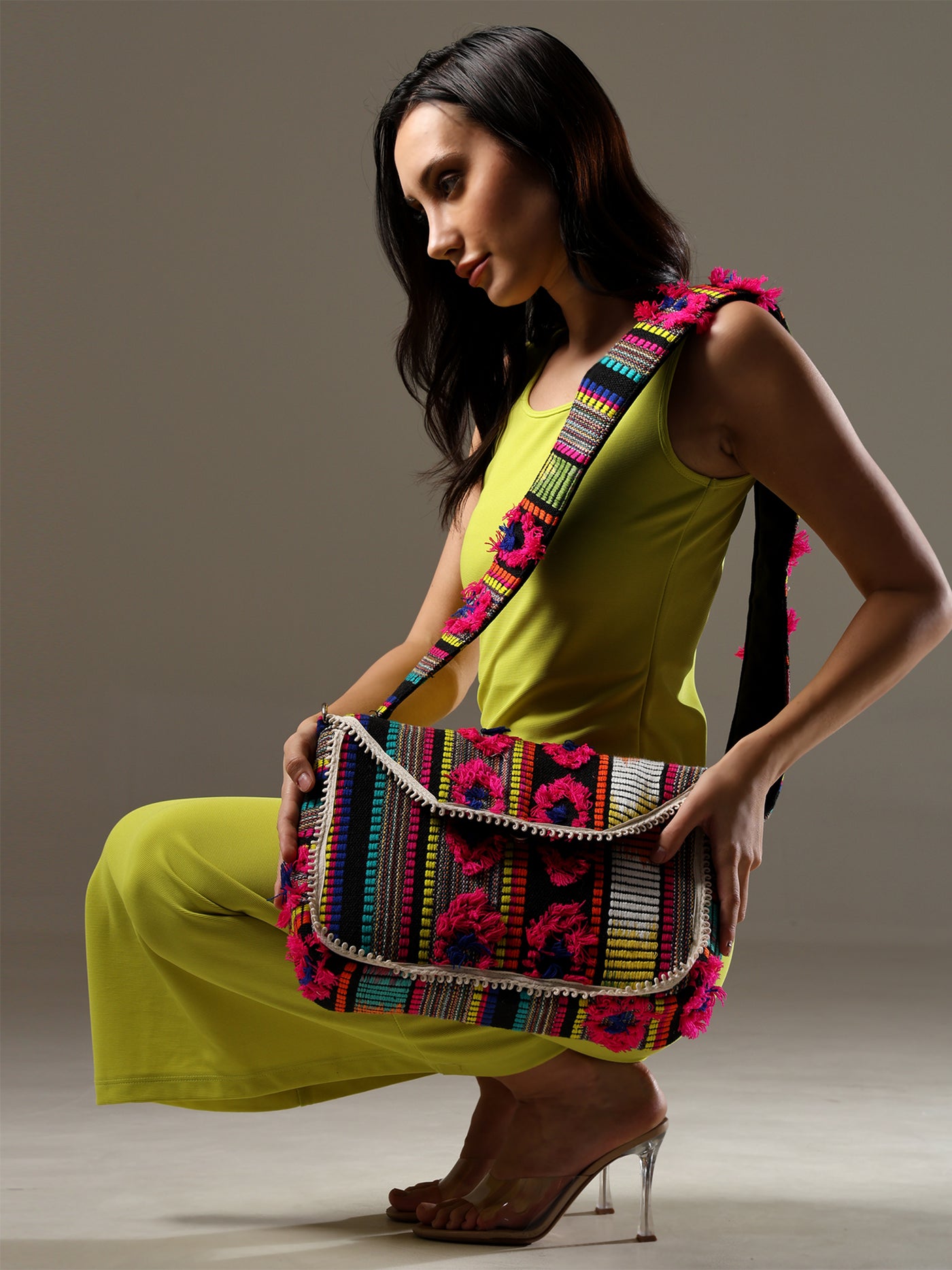 ENSAC Ethnic Sling Bag for Women | Designer Colourful Party Shoulder Bag for Girls