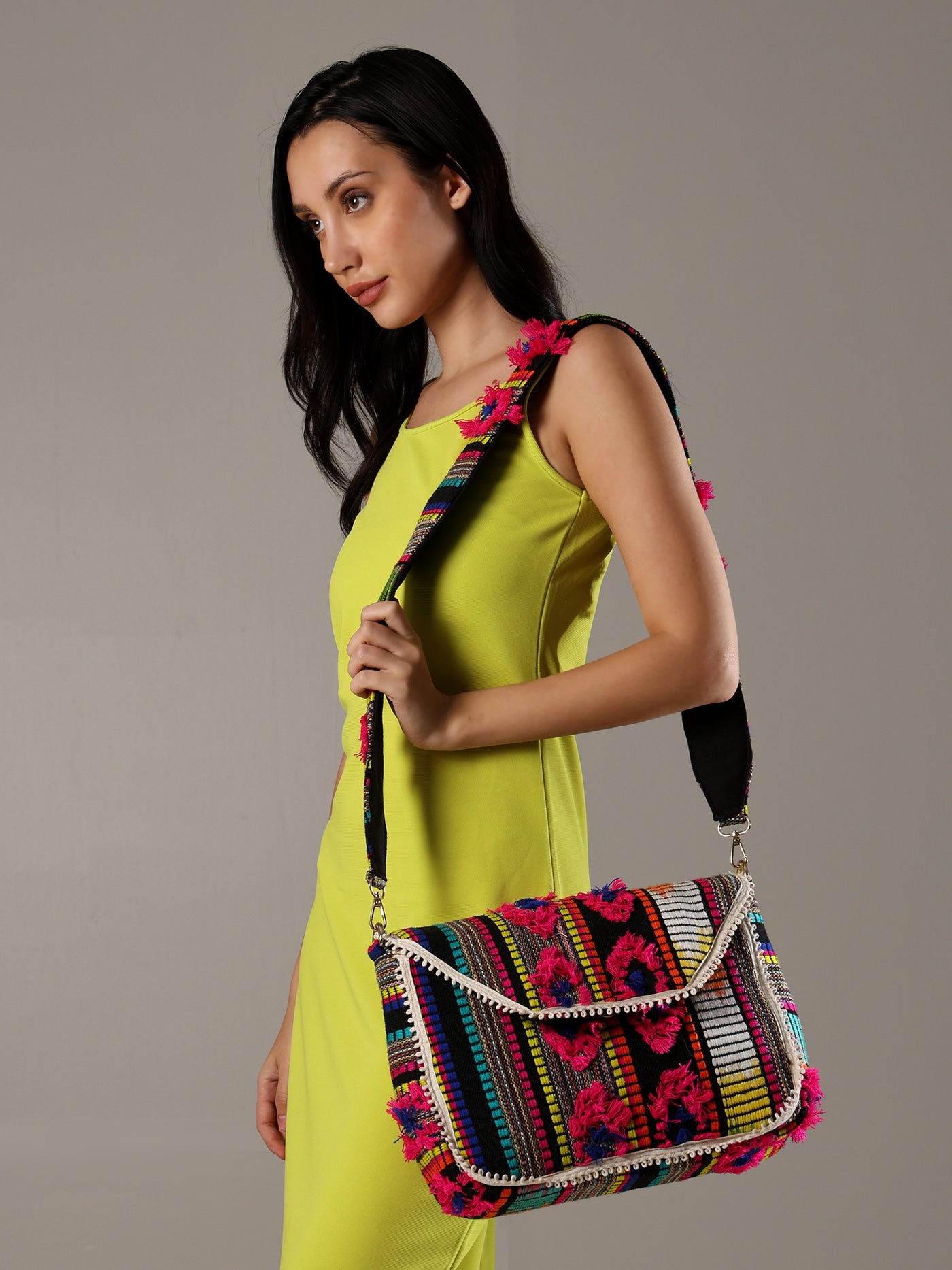 ENSAC Ethnic Sling Bag for Women | Designer Colourful Party Shoulder Bag for Girls