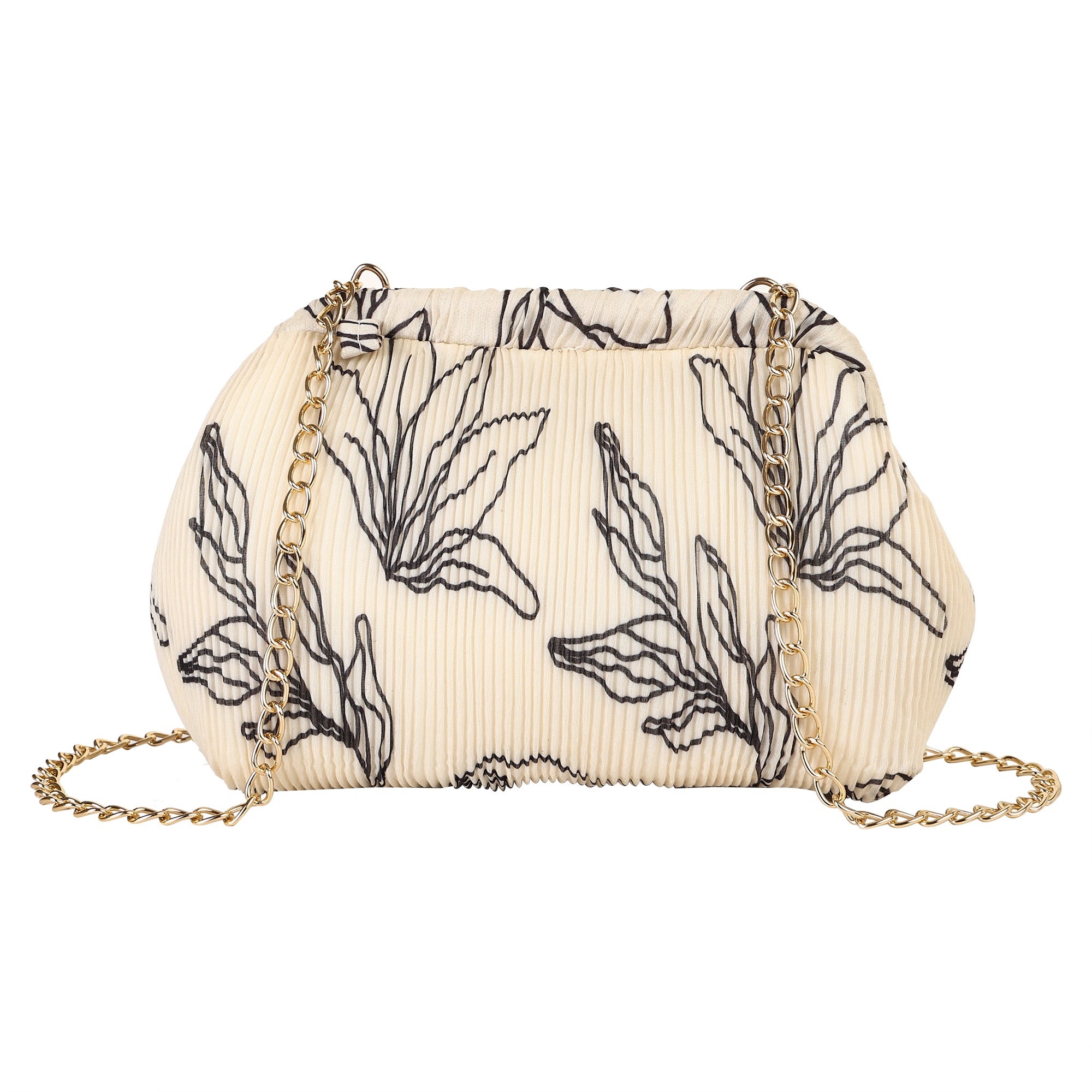 Floral Pleated Chain Clutch Bag for Women | red color Party Clutch