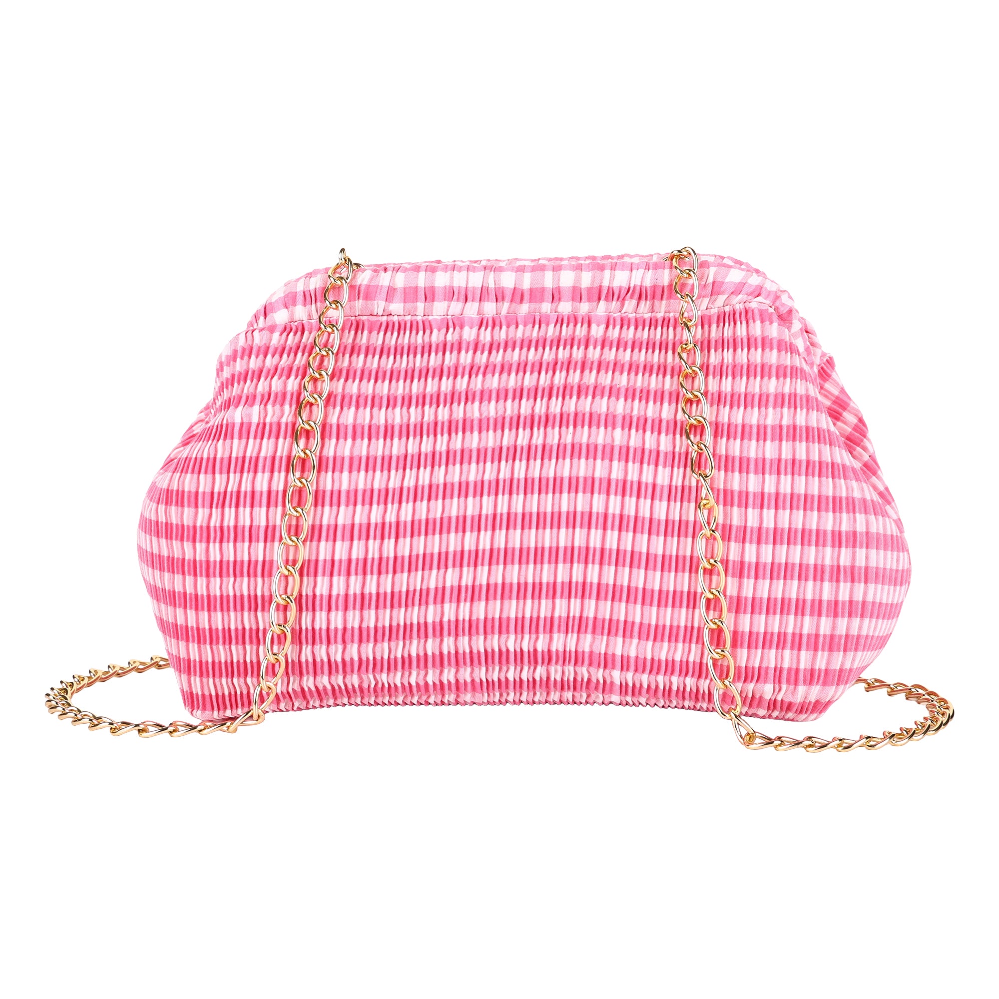 Floral Pleated Chain Clutch Bag for Women | red color Party Clutch