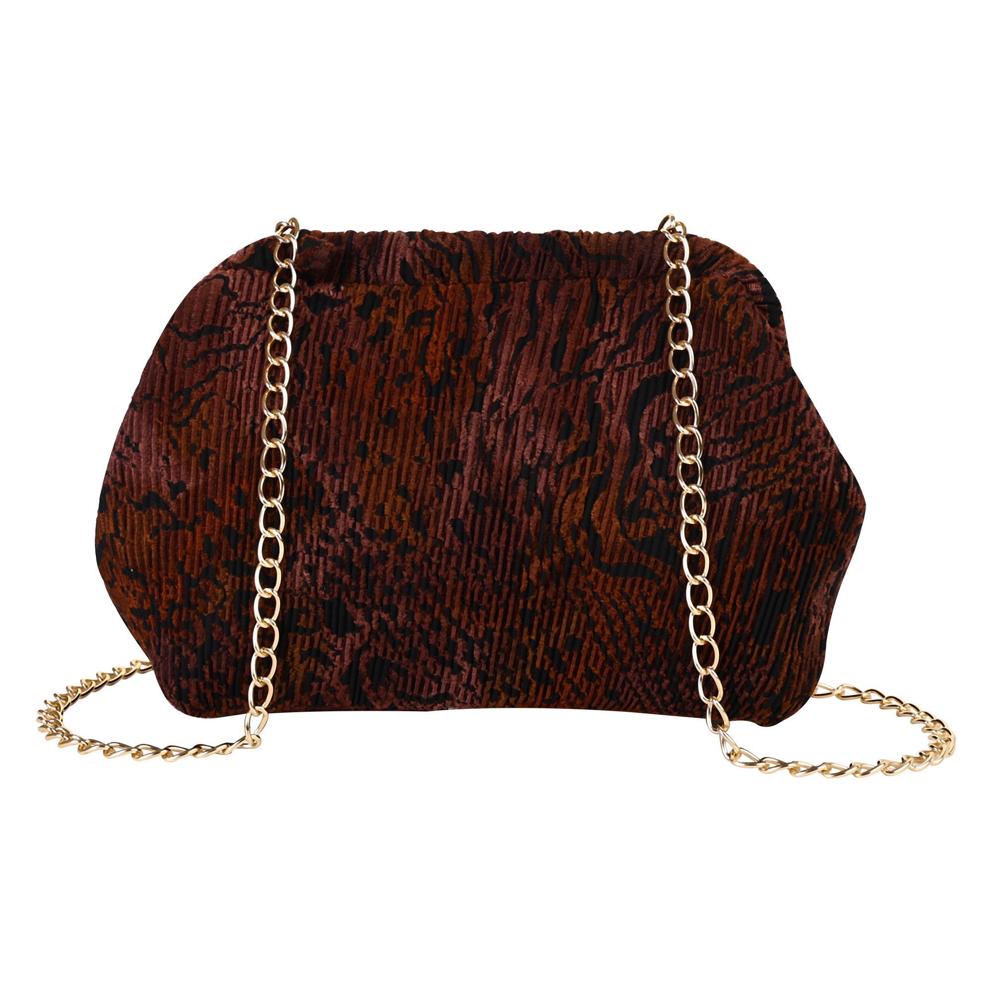 Floral Pleated Chain Clutch Bag for Women | red color Party Clutch