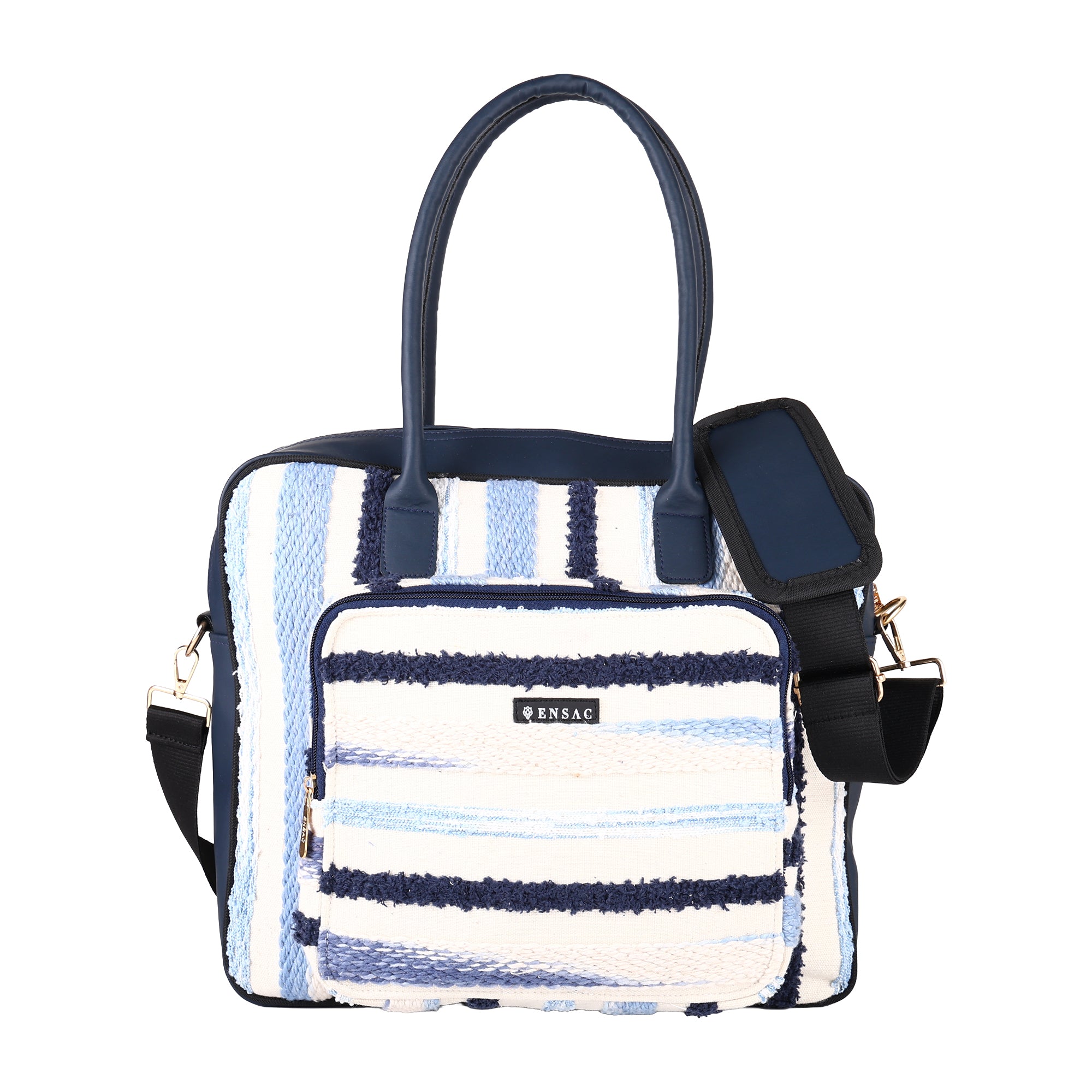 ENSAC Laptop Bag for Women & Men | Stylish Fabric Laptop Tote Bag with Detachable Shoulder Strap | Office Messenger Bag for Laptop, Documents & Daily Essentials | Multi-Pocket Work Bag