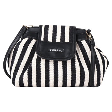 ENSAC Black & White Striped Sling Bag | Clutch Crossbody Bag ensacworld