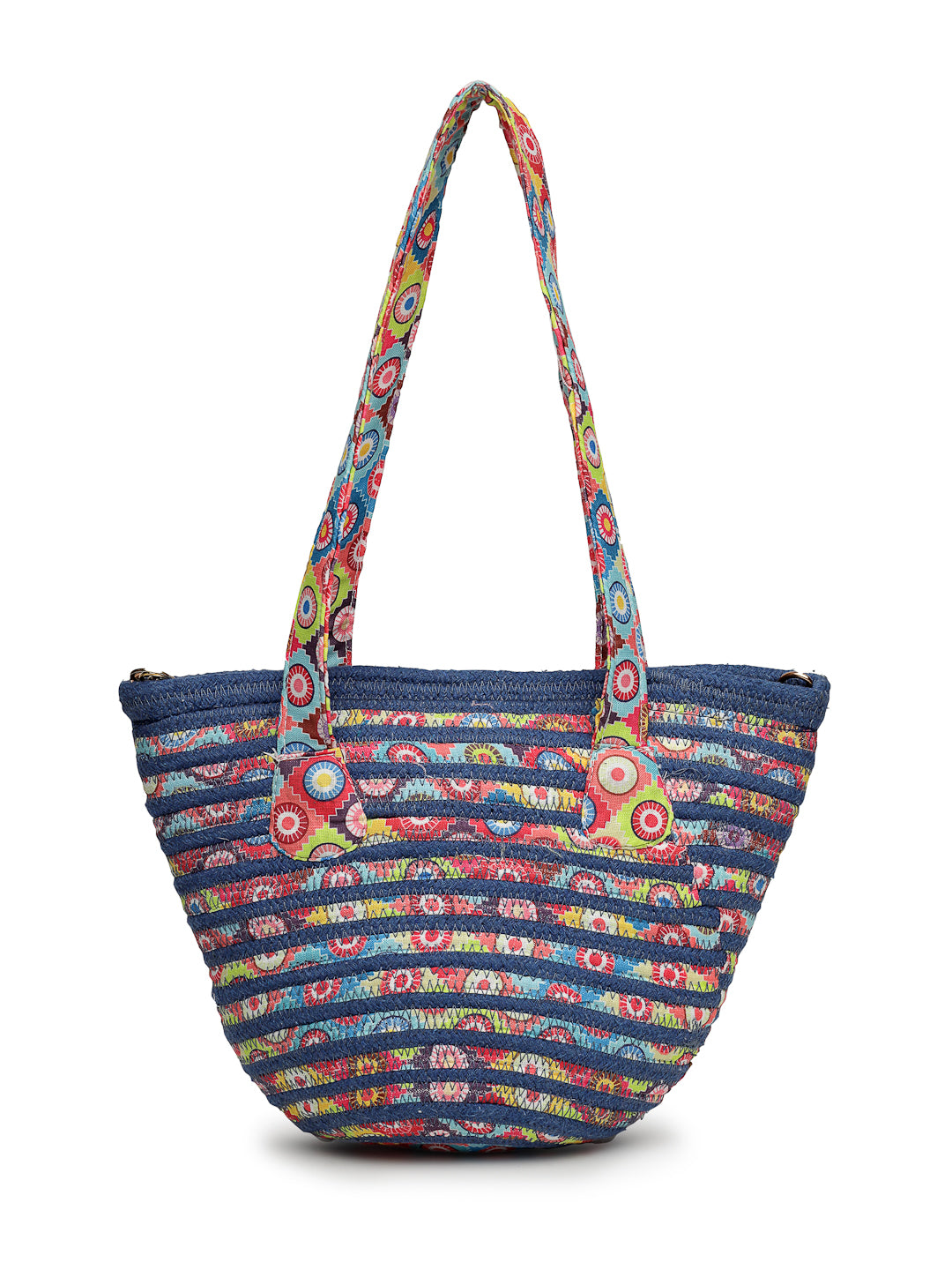 Ensac Designer Woven Ladies Handbag | Satchel with Elegant Pearl Detail & Handle-JUTEROPE-SLING-INTEGRATE-BLUE-1