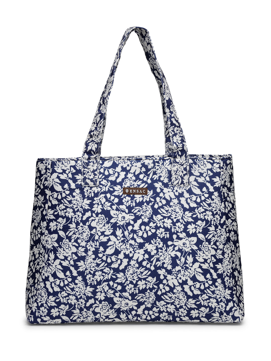 Ensac Women’s Floral Print Tote Bag | Lightweight Handbag with Zipper Closure
