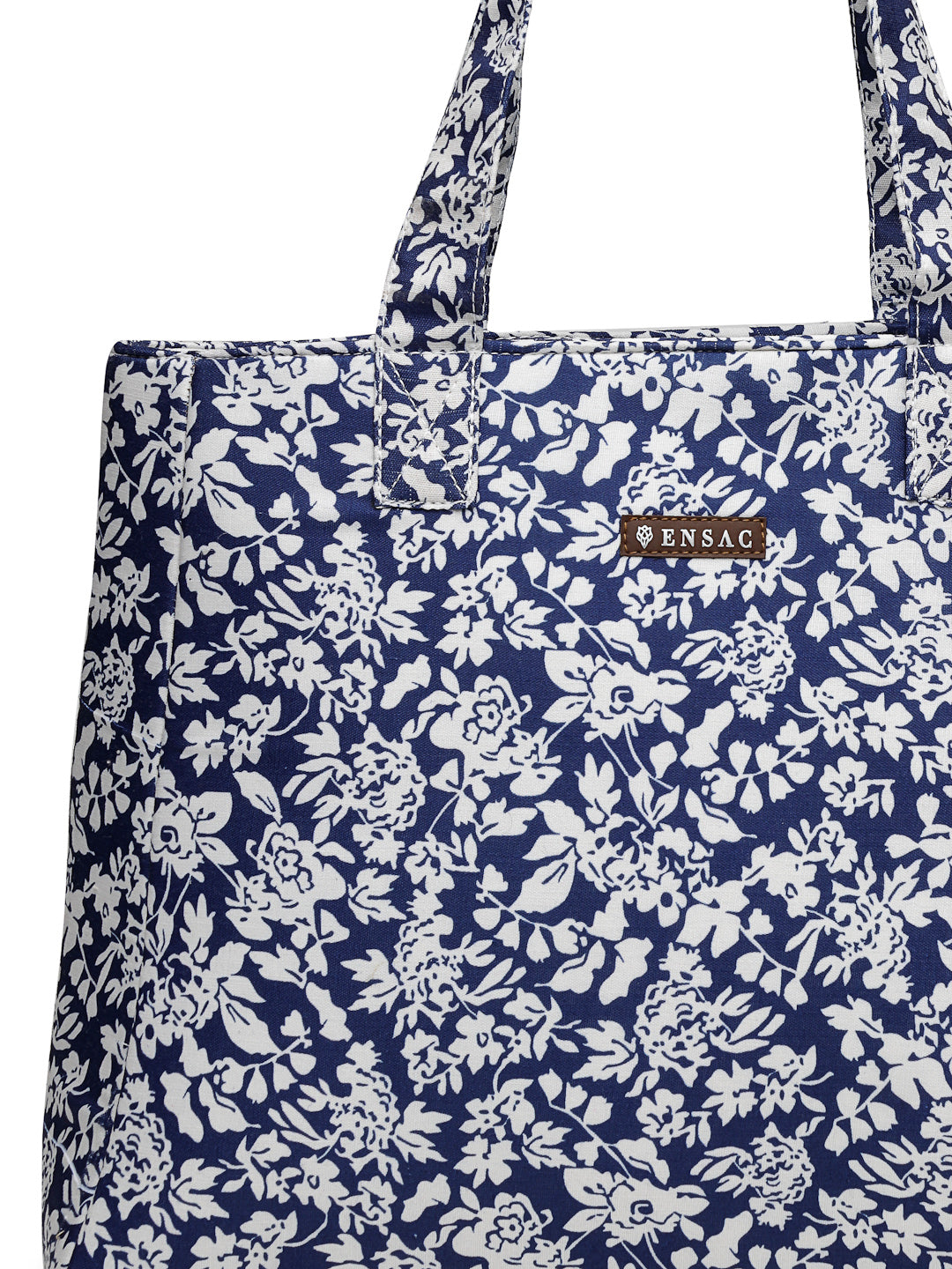 Ensac Women’s Floral Print Tote Bag | Lightweight Handbag with Zipper Closure