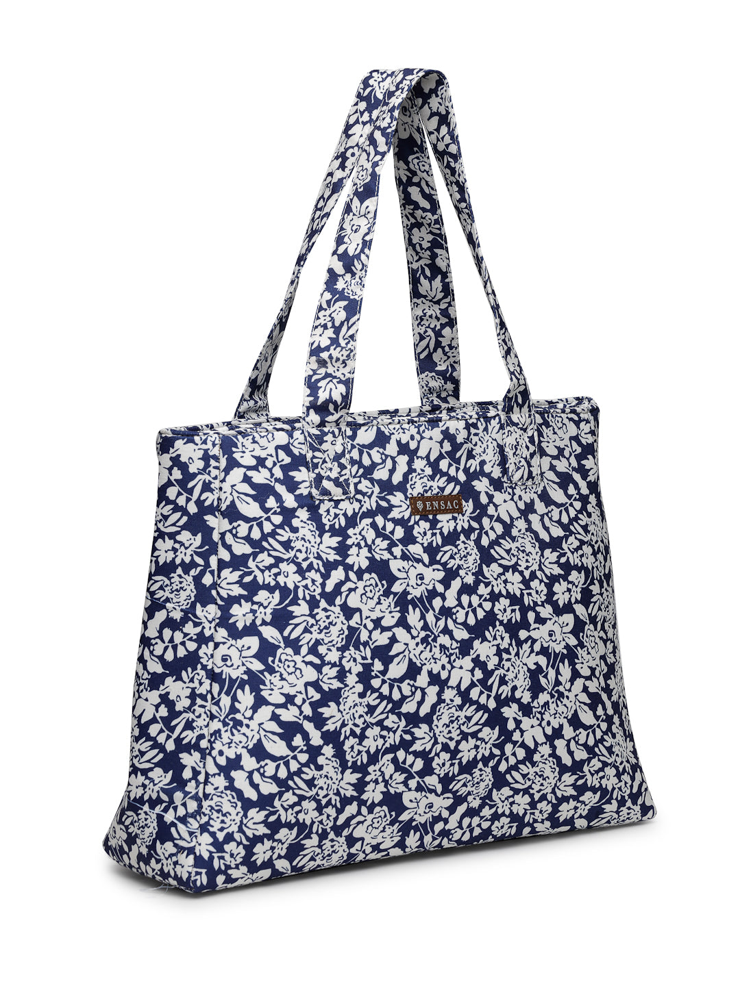 Ensac Women’s Floral Print Tote Bag | Lightweight Handbag with Zipper Closure