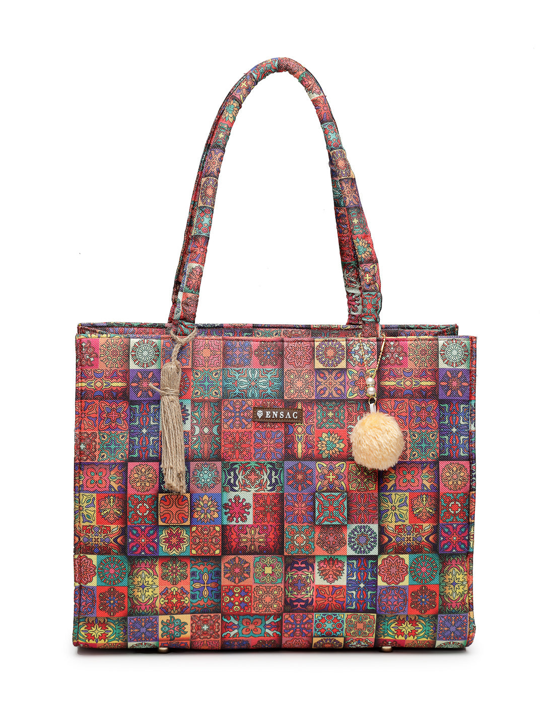Ensac Traditional Fabric Satchel | Stylish Ladies Purse Handbag with Ethnic Touch