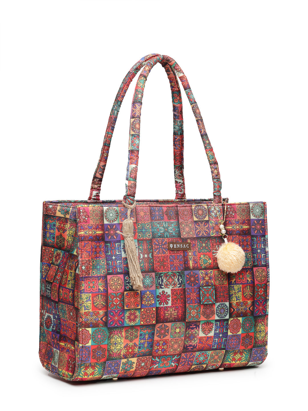 Ensac Traditional Fabric Satchel | Stylish Ladies Purse Handbag with Ethnic Touch