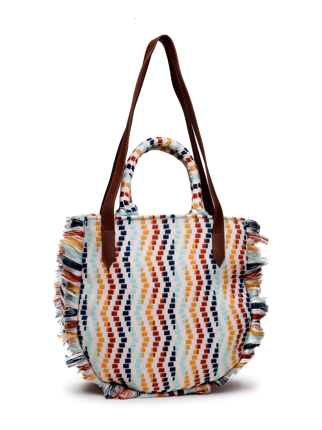 Ensac Women's Fringed Canvas Bag | Boho Vibes Multicolor Shoulder & Tote Style