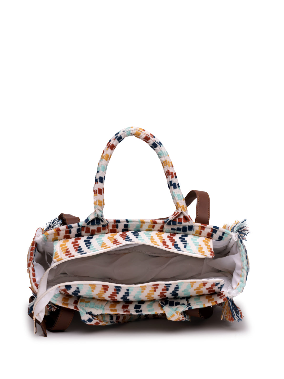 Ensac Women's Fringed Canvas Bag | Boho Vibes Multicolor Shoulder & Tote Style
