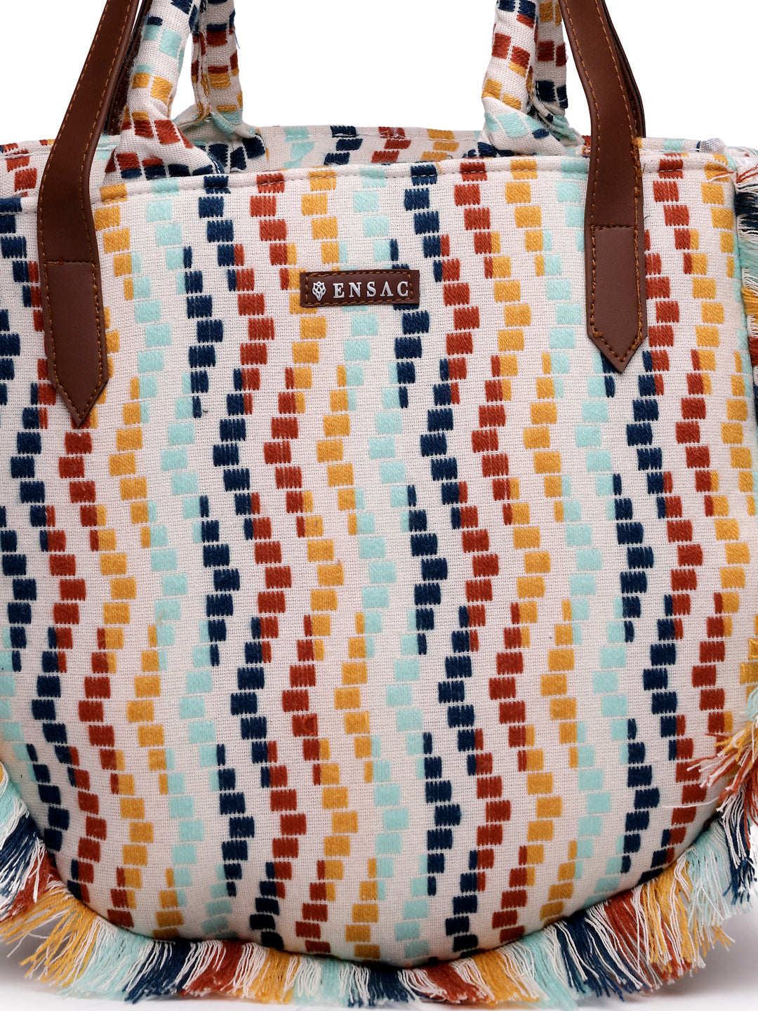 Ensac Women's Fringed Canvas Bag | Boho Vibes Multicolor Shoulder & Tote Style