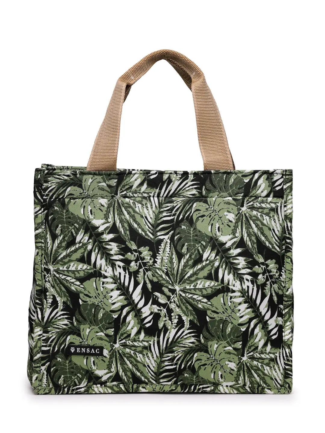 Ensac Women’s Beach Vibes Tote Bag | Stylish Summer Handbag for Travel & Outing-MUNCH-LEAVES-GREEN-1