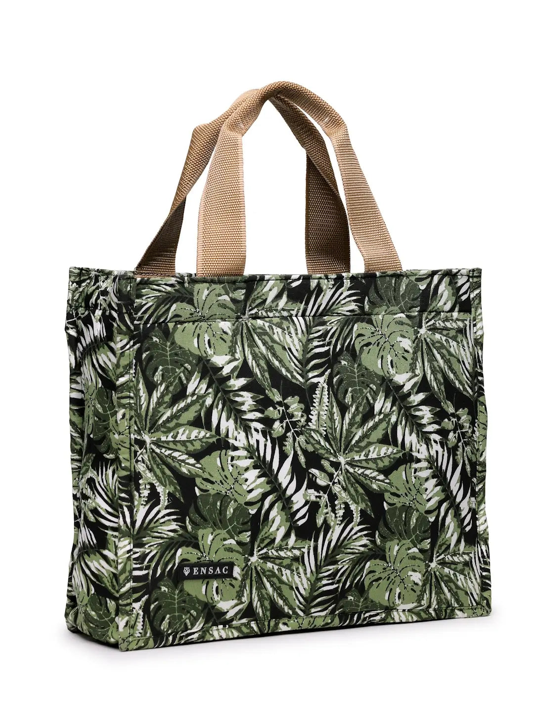 Ensac Women’s Beach Vibes Tote Bag | Stylish Summer Handbag for Travel & Outing-MUNCH-LEAVES-GREEN-1