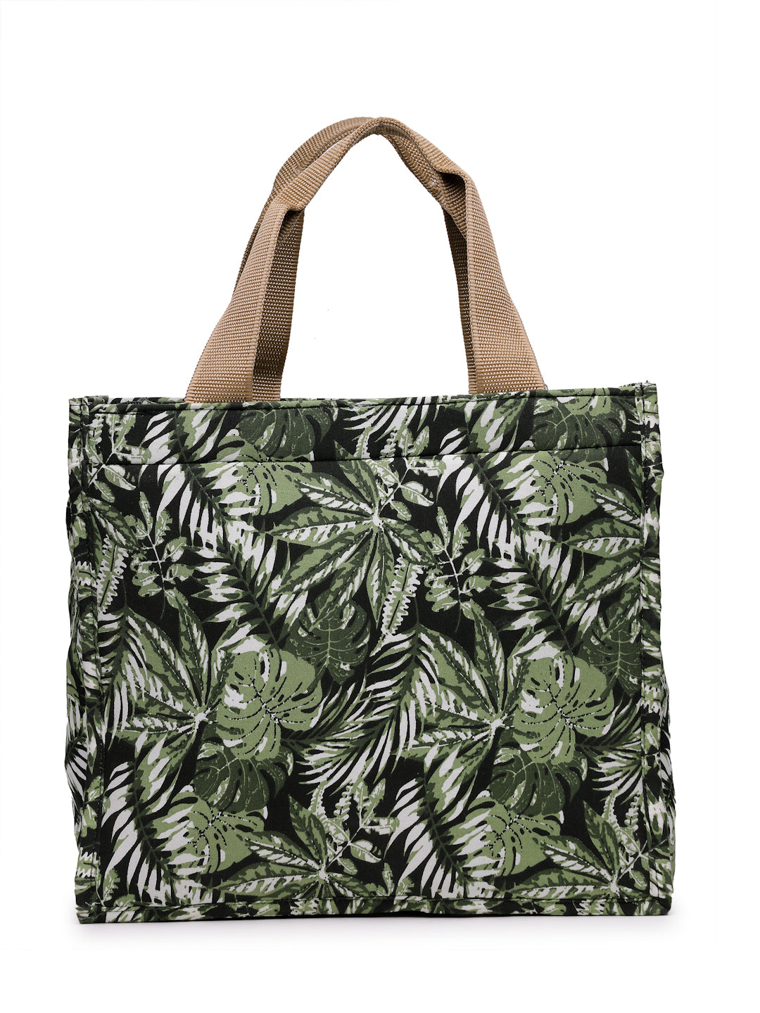 Ensac Women’s Beach Vibes Tote Bag | Stylish Summer Handbag for Travel & Outing-MUNCH-LEAVES-GREEN-1