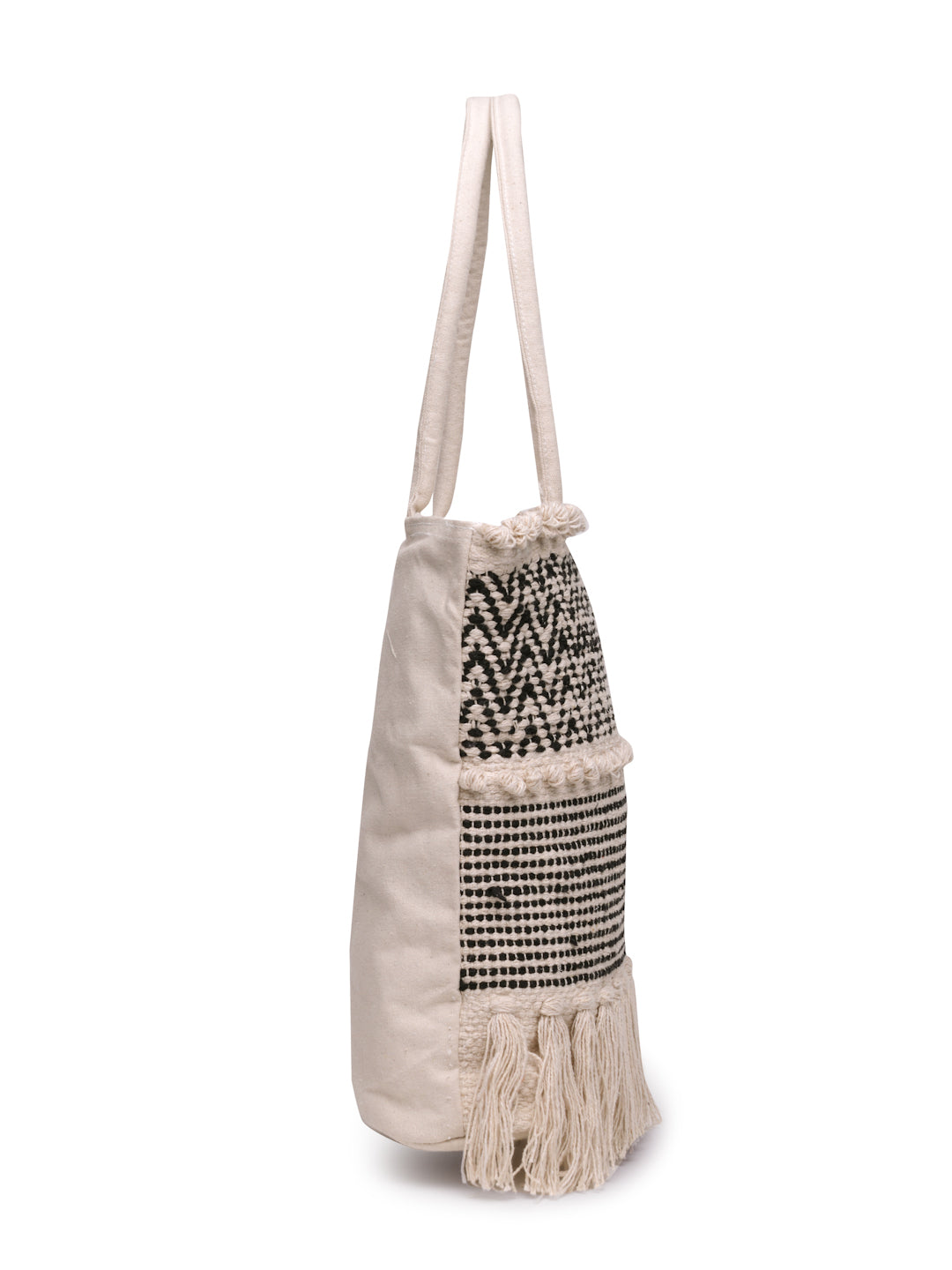 Ensac Women’s Boho Fringe Tote Bag | Woven Shoulder Bag for Versatile Styling