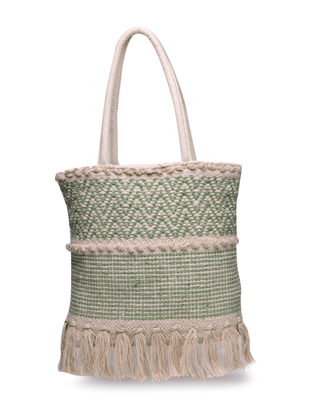 Ensac Women’s Boho Fringe Tote Bag | Woven Shoulder Bag for Versatile Styling
