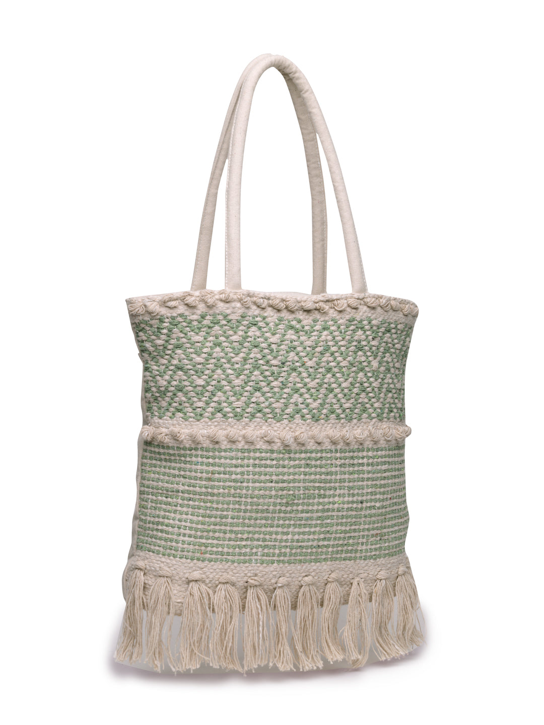 Ensac Women’s Boho Fringe Tote Bag | Woven Shoulder Bag for Versatile Styling