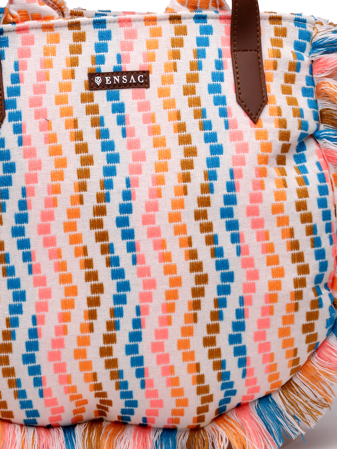 Ensac Women's Fringed Canvas Bag | Boho Vibes Multicolor Shoulder & Tote Style