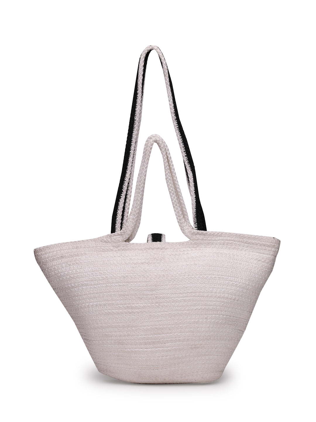 Ensac Designer Woven Ladies Handbag | Satchel with Elegant Pearl Detail & Handle-JUTEROPE-TOTE-BOATPEARL-BEIGEBLK-1
