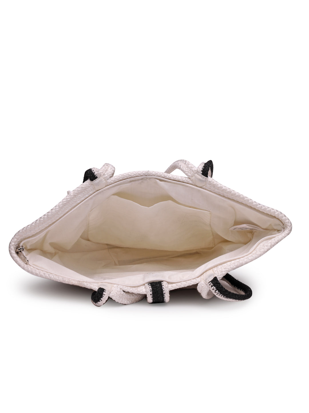 Ensac Designer Woven Ladies Handbag | Satchel with Elegant Pearl Detail & Handle-JUTEROPE-TOTE-BOATPEARL-BEIGEBLK-1