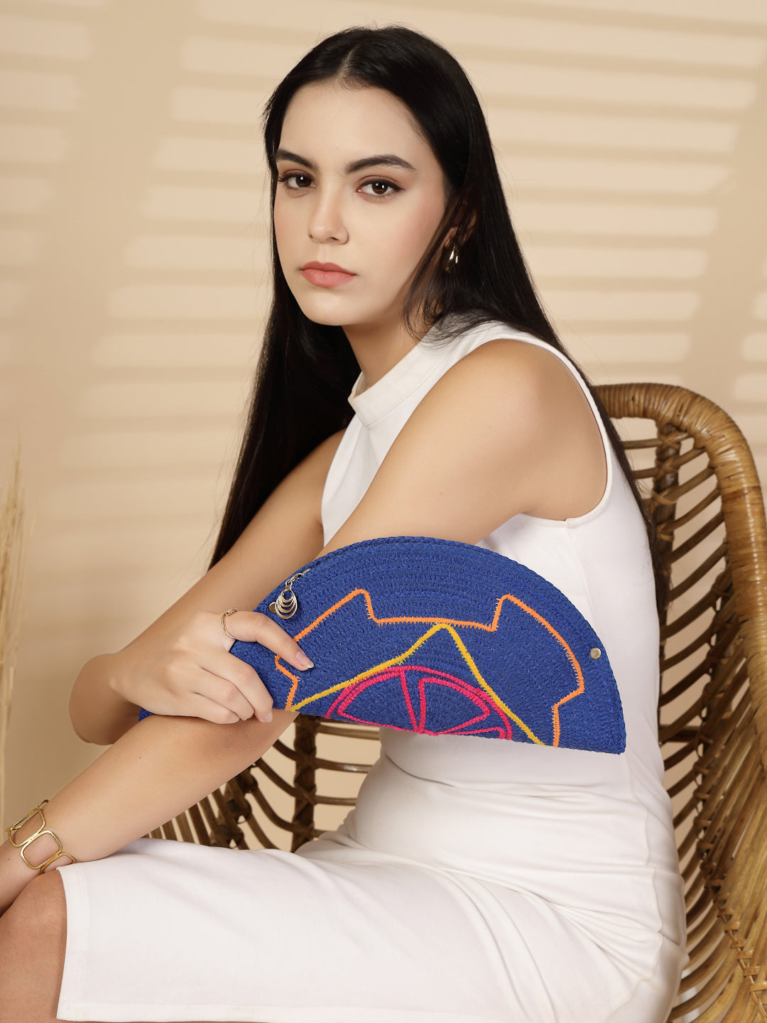 Ensac Designer Half-Moon Clutch for Ladies | Unique Beaded Clutch for Styling Bold Looks