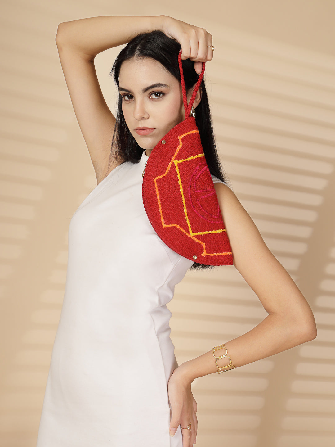 Ensac Designer Half-Moon Clutch for Ladies | Unique Beaded Clutch for Styling Bold Looks