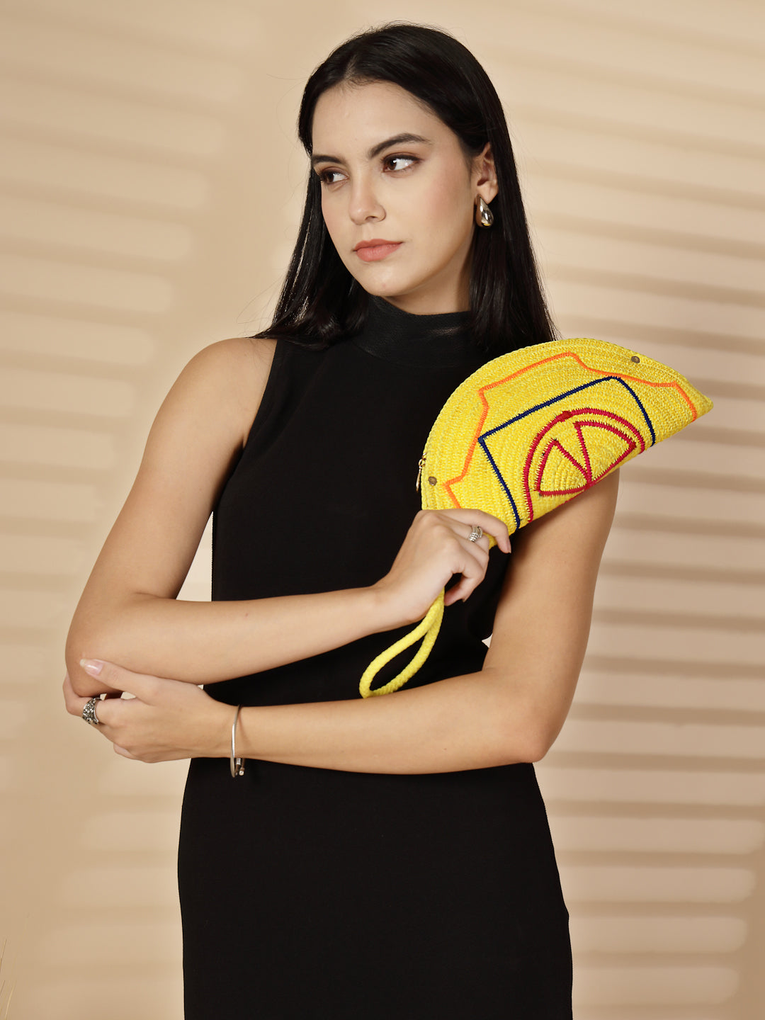 Ensac Designer Half-Moon Clutch for Ladies | Unique Beaded Clutch for Styling Bold Looks