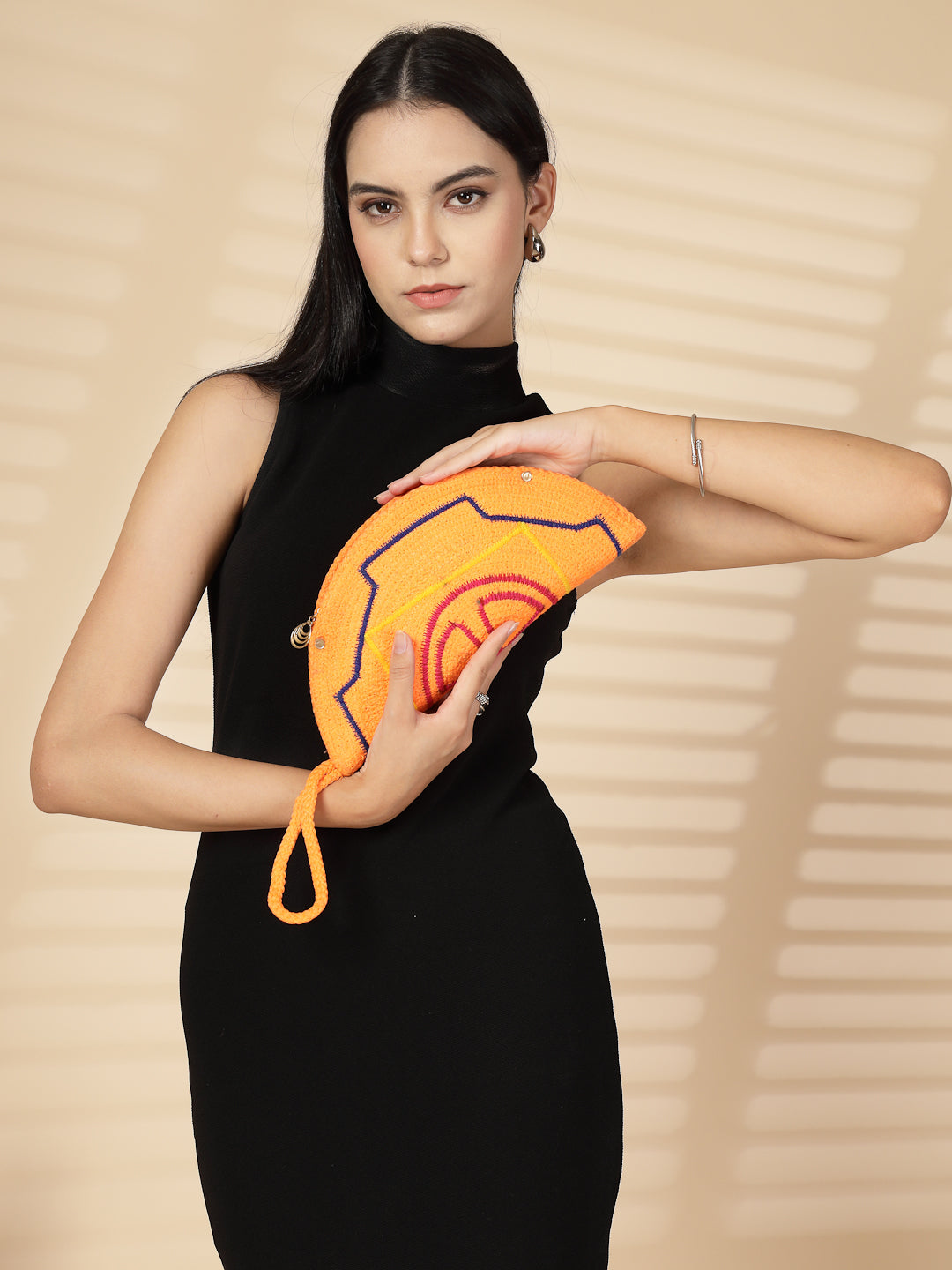 Ensac Designer Half-Moon Clutch for Ladies | Unique Beaded Clutch for Styling Bold Looks