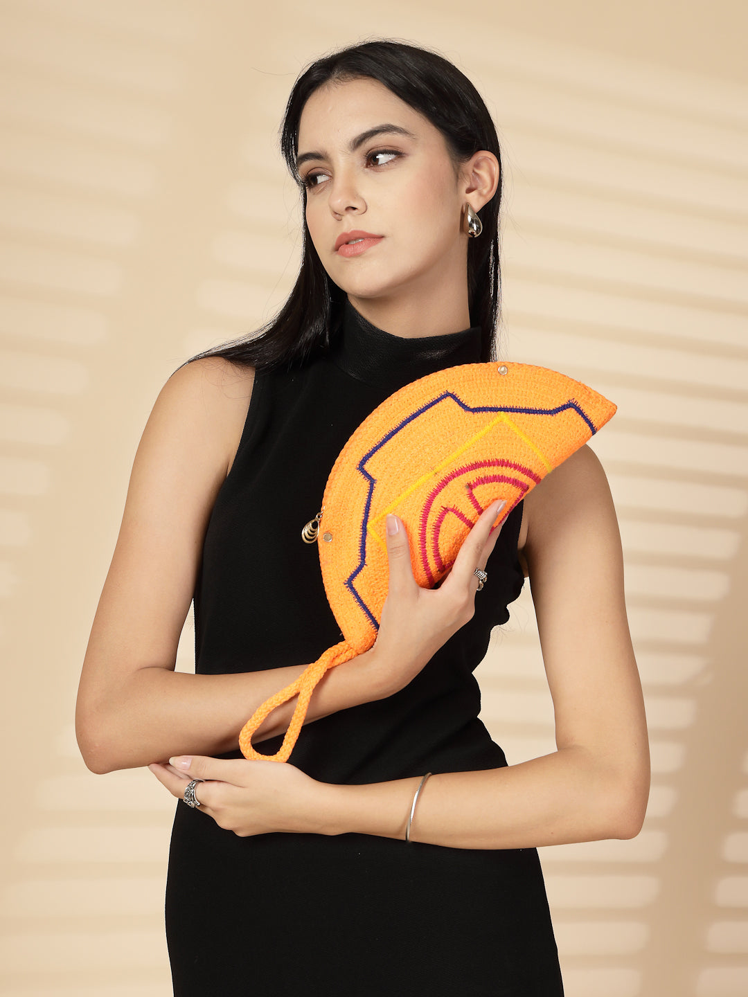 Ensac Designer Half-Moon Clutch for Ladies | Unique Beaded Clutch for Styling Bold Looks
