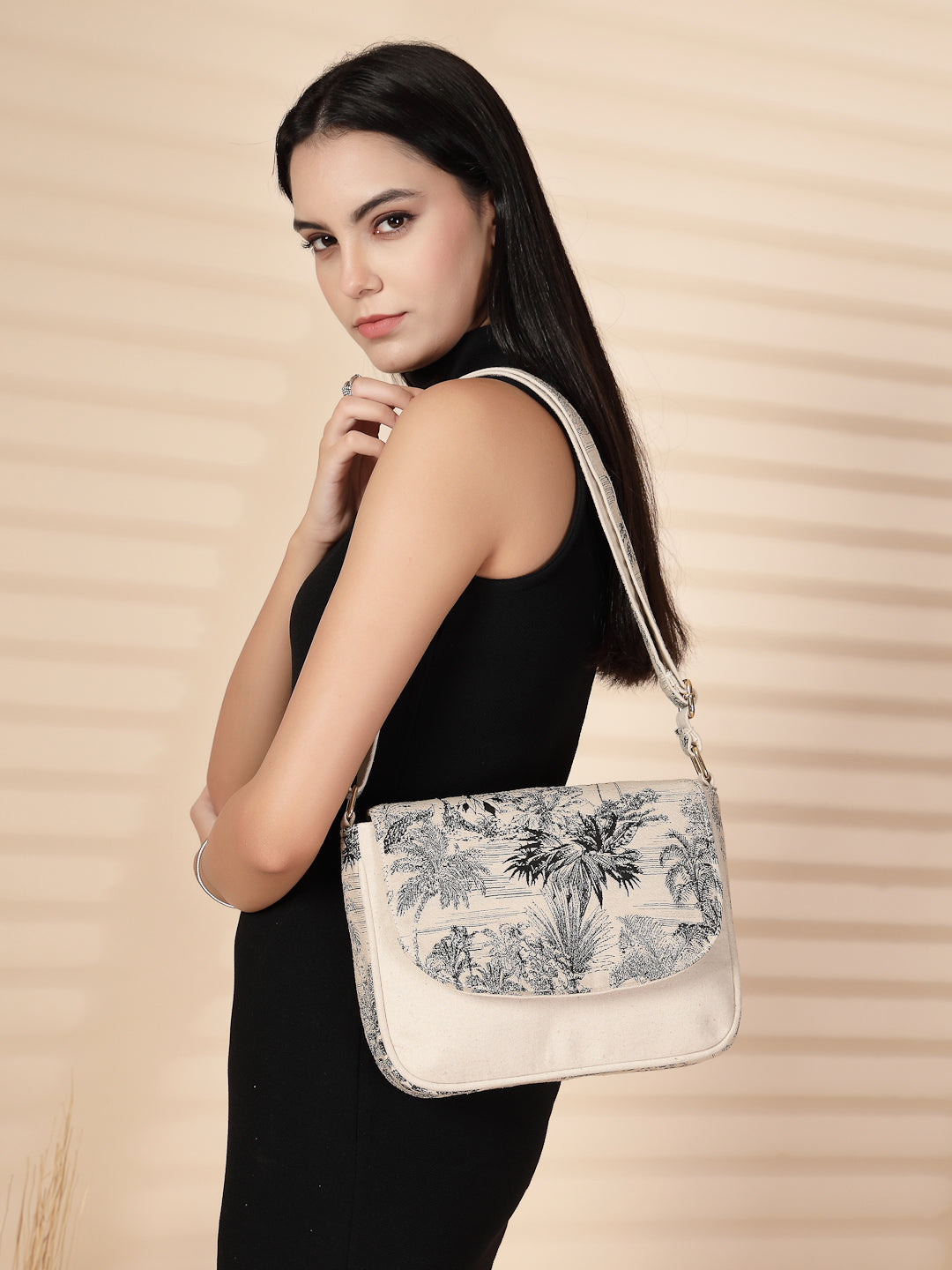Ensac Women’s Zebra Print Fabric Tote | Trendy Shoulder Bag for Daily & Casual Use