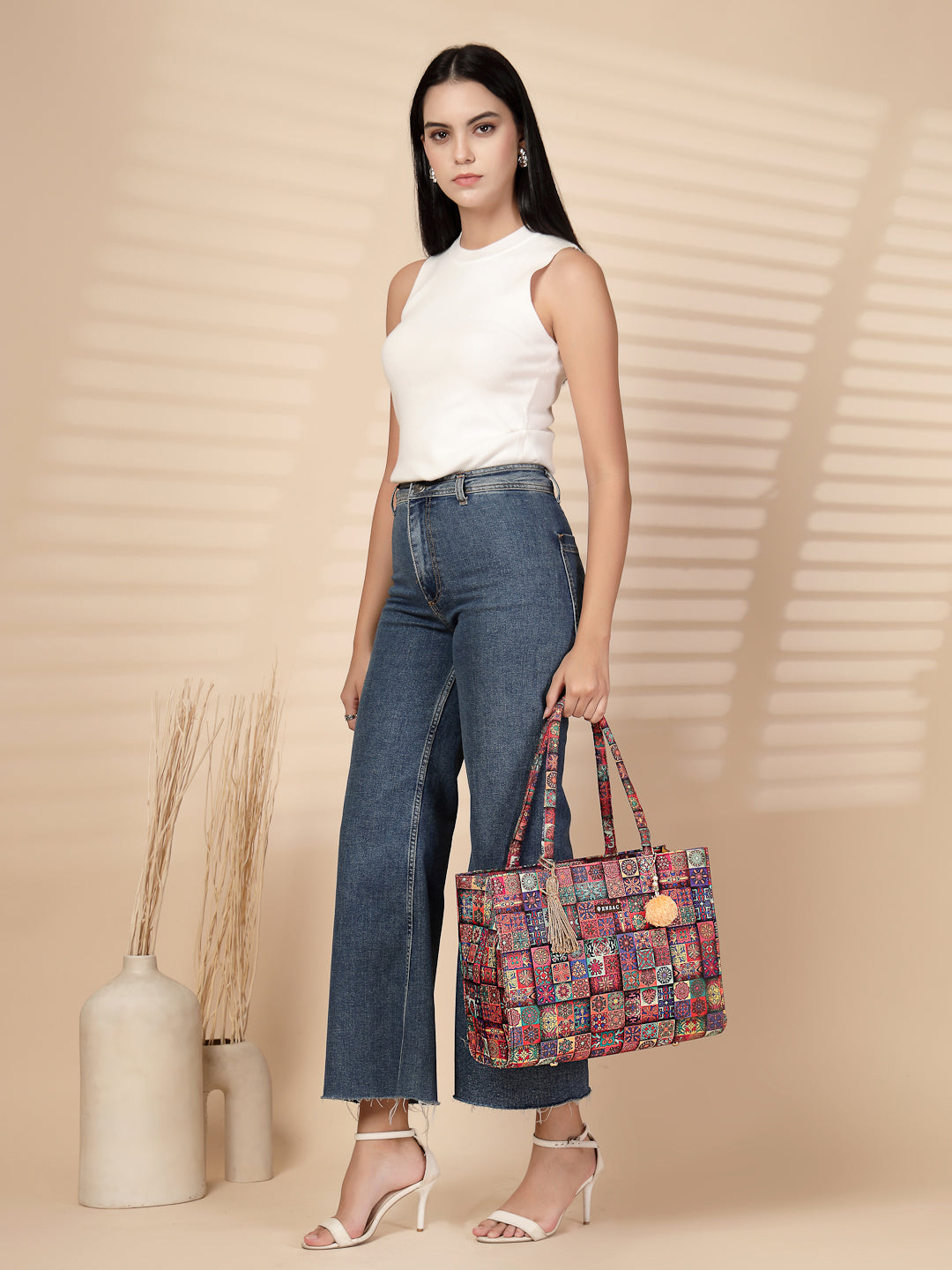 Ensac Traditional Fabric Satchel | Stylish Ladies Purse Handbag with Ethnic Touch