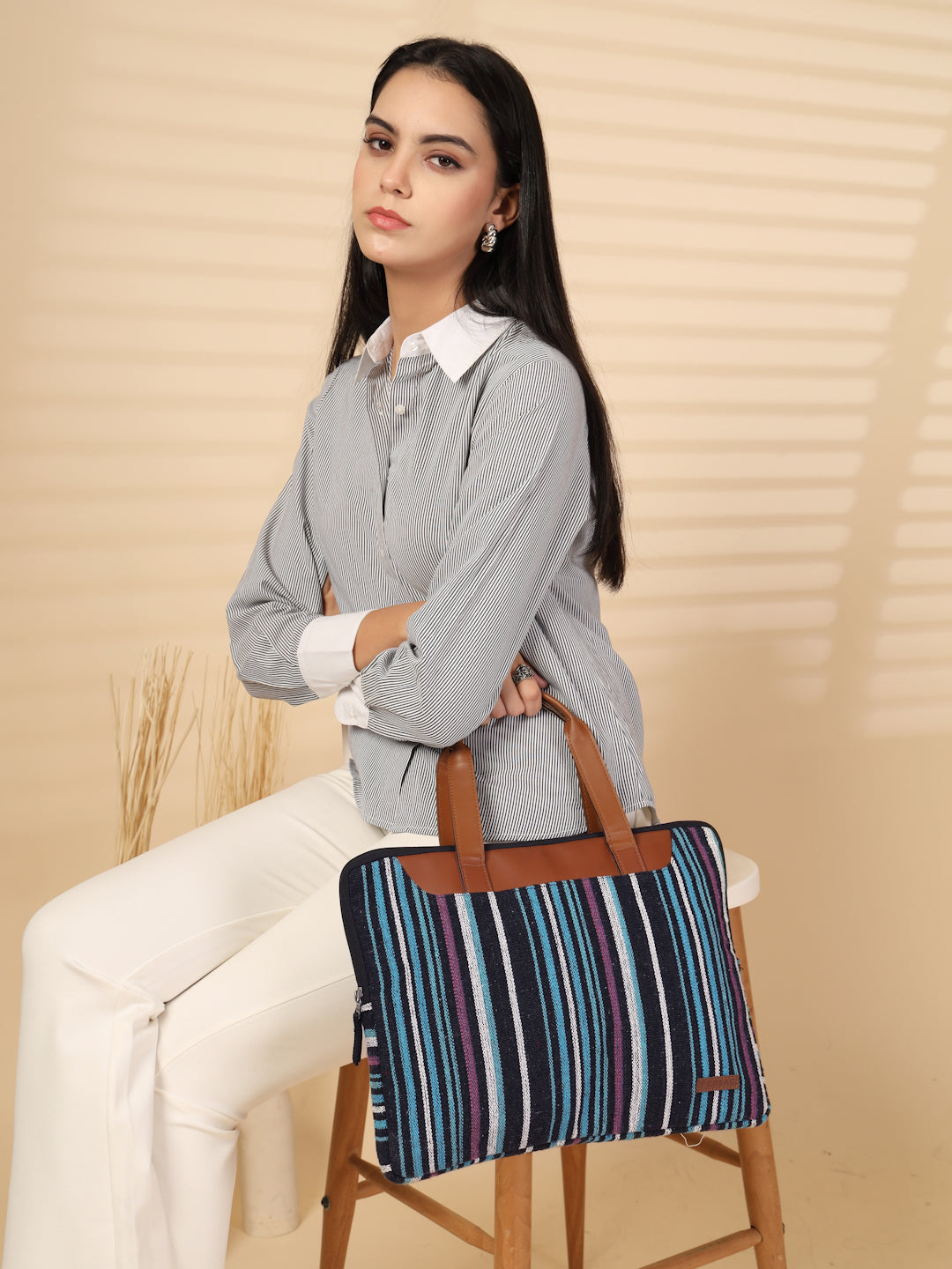 Ensac Casual Laptop Bag | Stylish Strips Design for Office, Work & Daily Use-LAPTOP-MULTISTRIPES-1