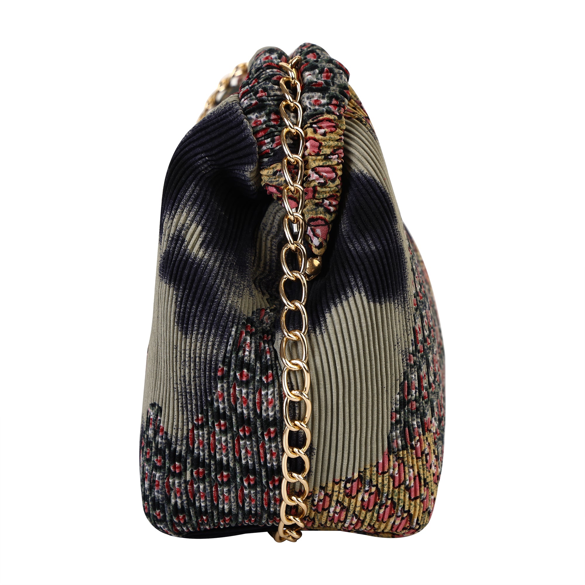 Floral Pleated Chain Clutch Bag for Women | red color Party Clutch