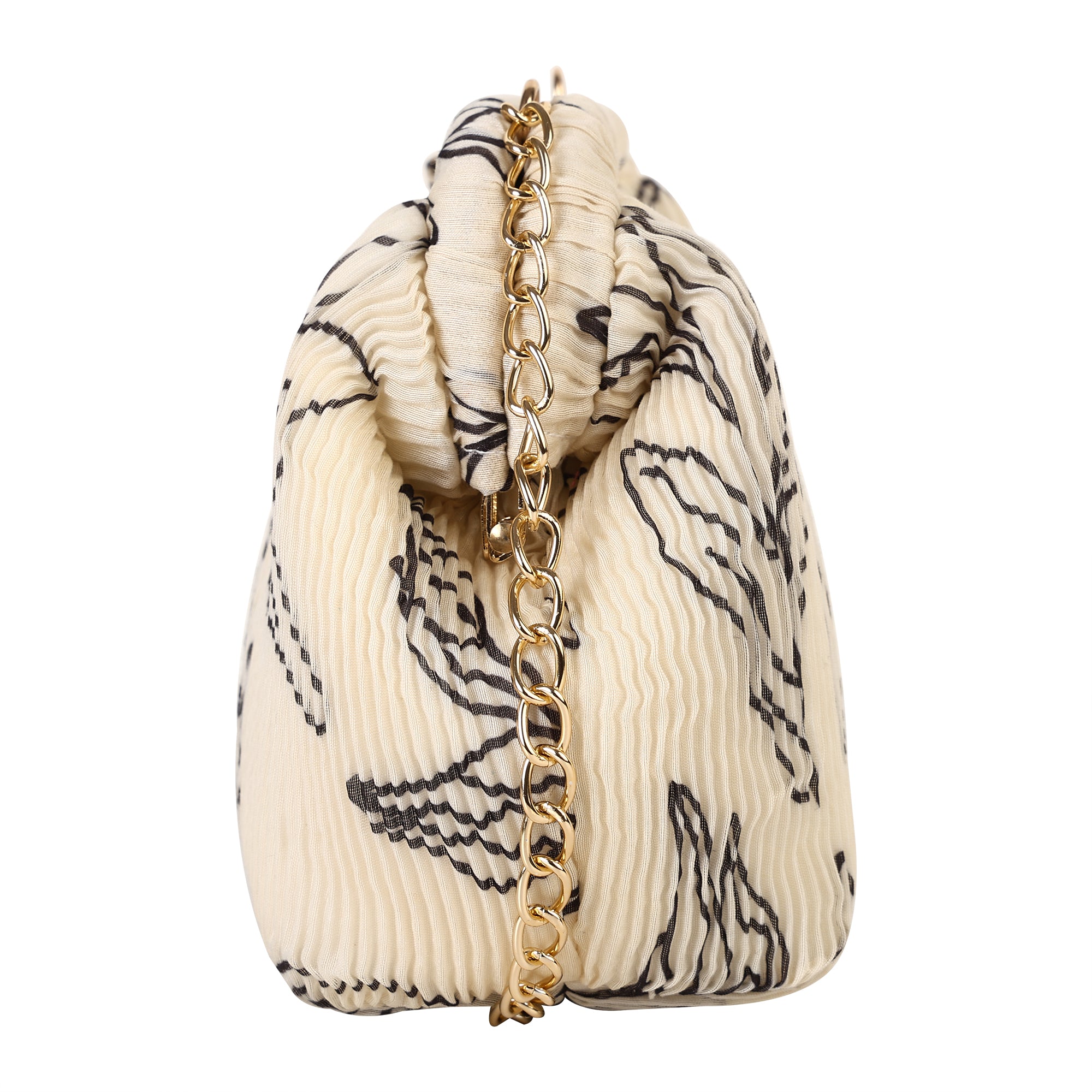 Floral Pleated Chain Clutch Bag for Women | red color Party Clutch