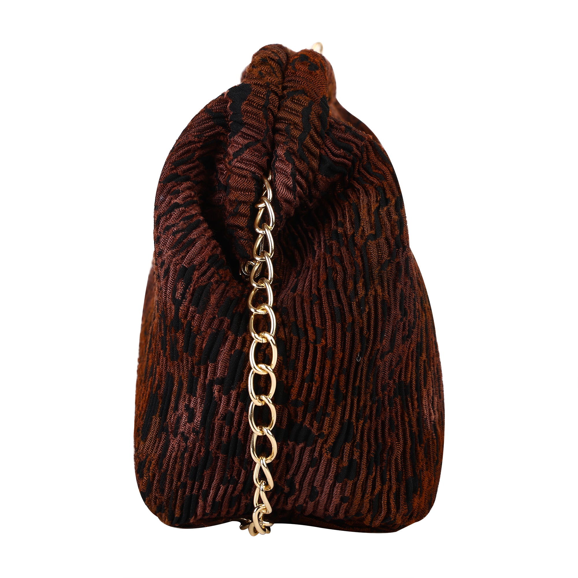 Floral Pleated Chain Clutch Bag for Women | red color Party Clutch