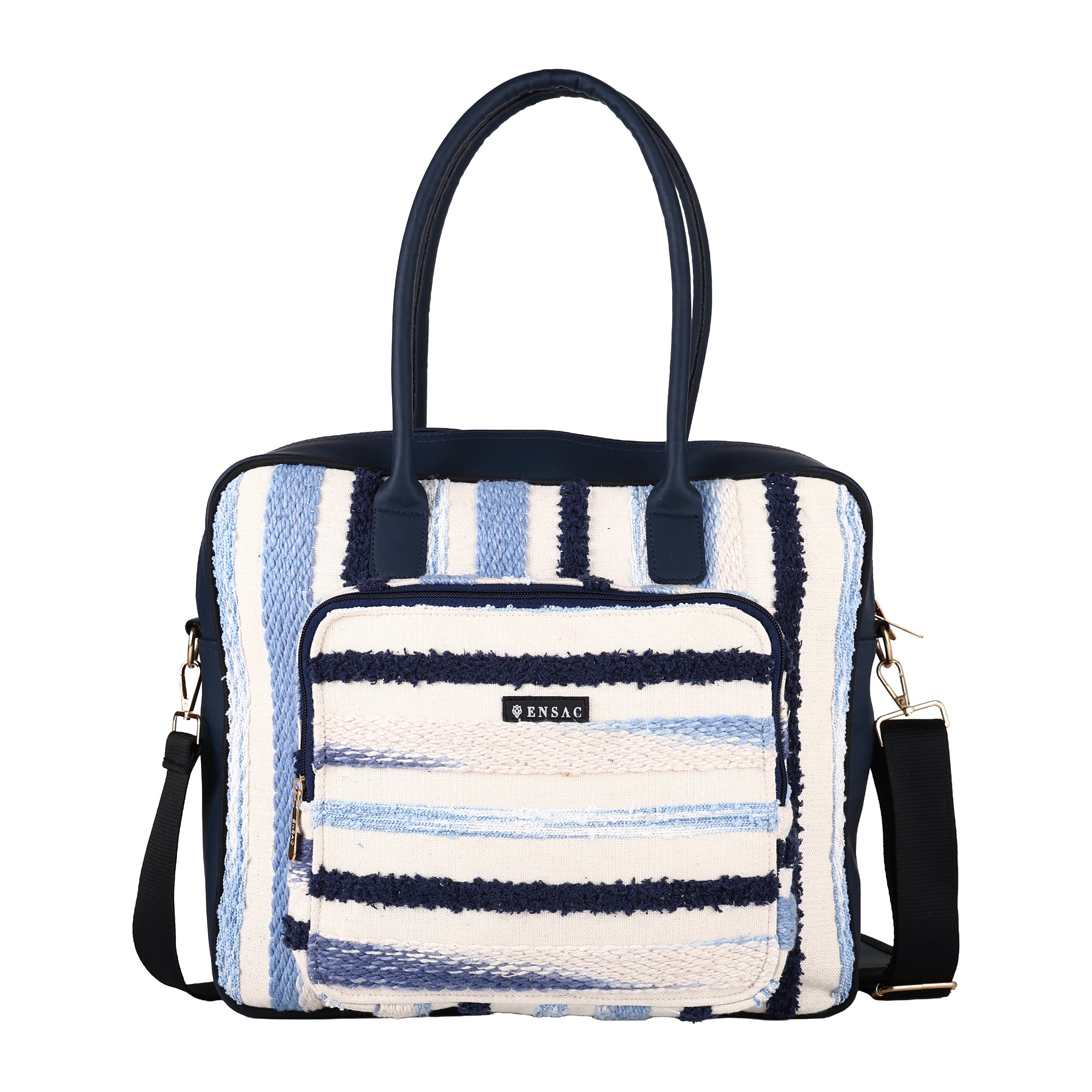 ENSAC Laptop Bag for Women & Men | Stylish Fabric Laptop Tote Bag with Detachable Shoulder Strap | Office Messenger Bag for Laptop, Documents & Daily Essentials | Multi-Pocket Work Bag