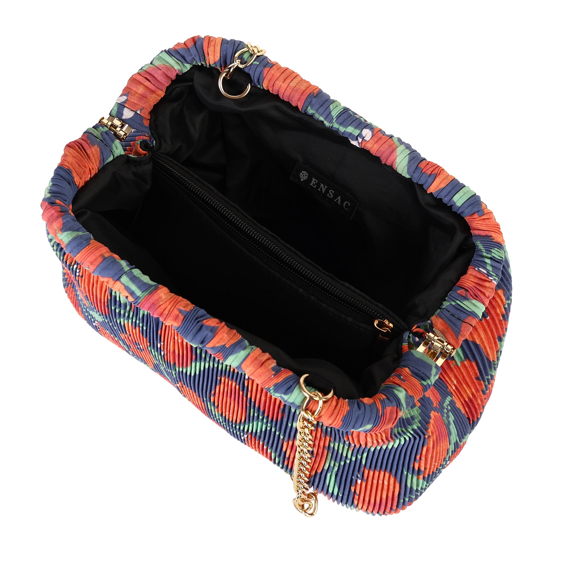 Floral Pleated Chain Clutch Bag for Women | red color Party Clutch