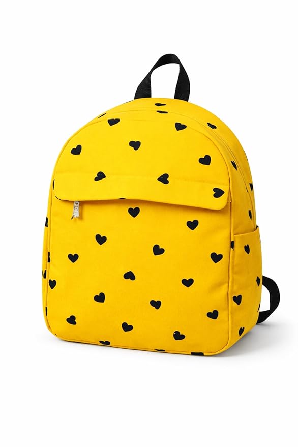 Yellow  Print Backpack – Fun Popcorn Theme School & Travel Bag