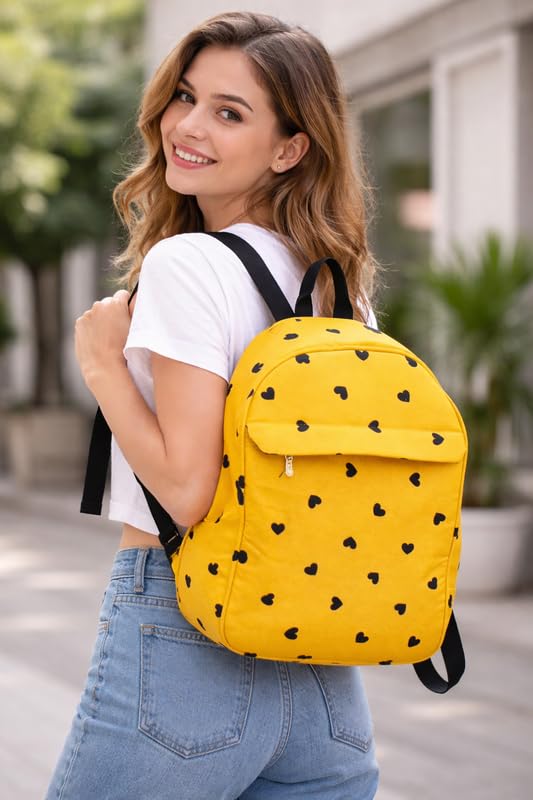 Yellow  Print Backpack – Fun Popcorn Theme School & Travel Bag