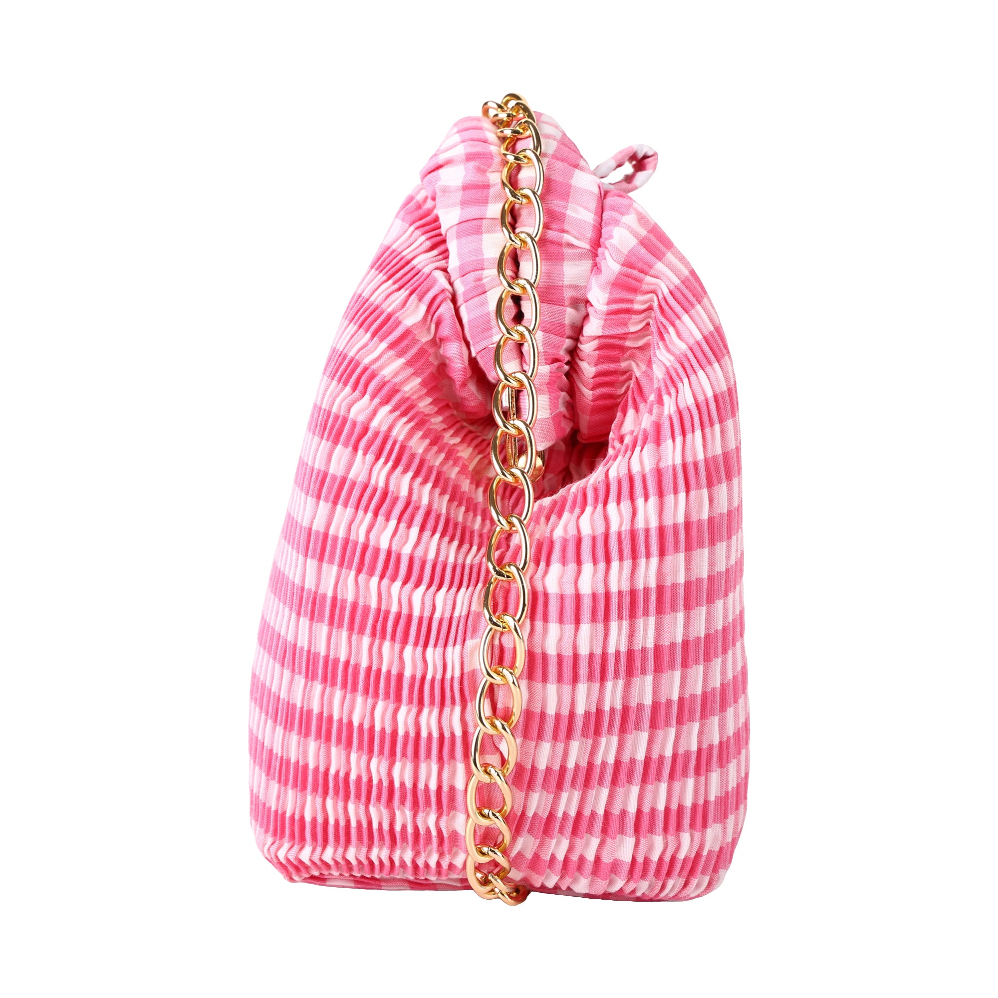 Floral Pleated Chain Clutch Bag for Women | red color Party Clutch