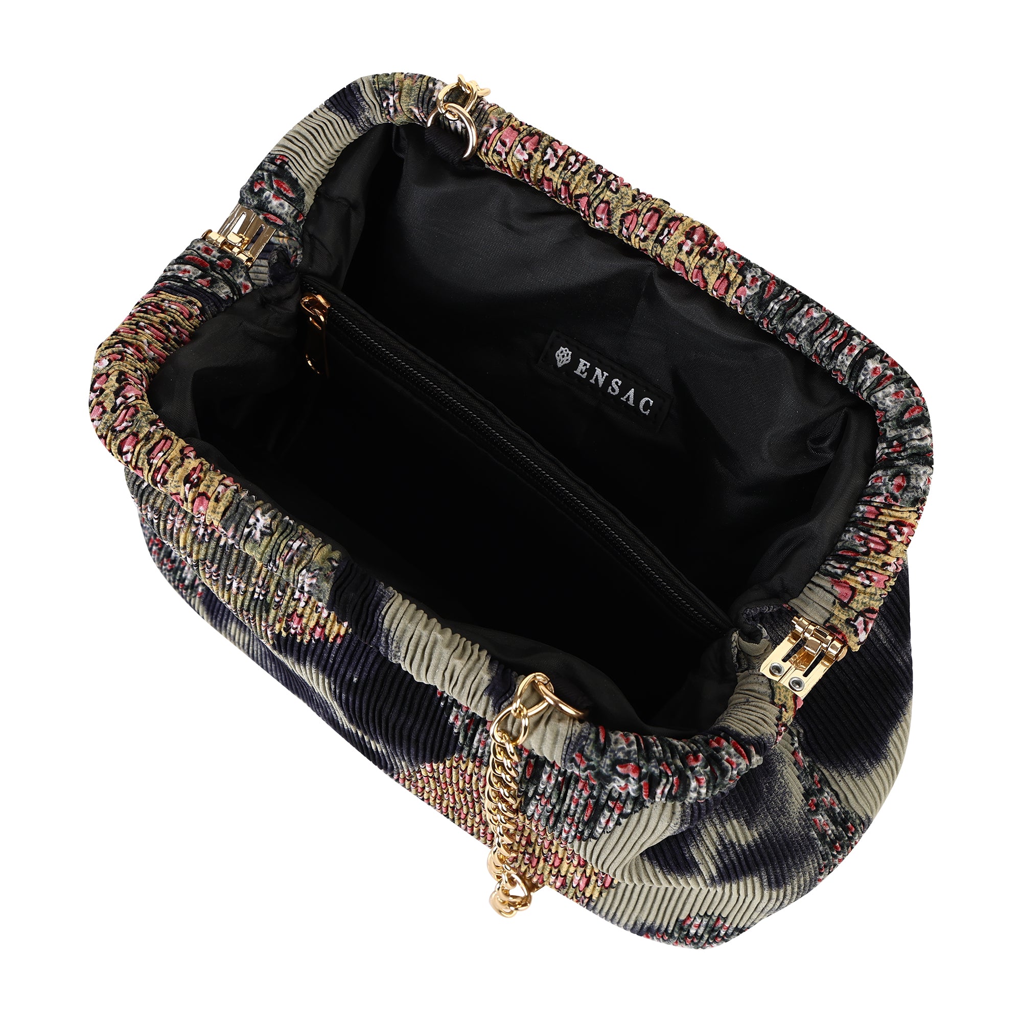 Floral Pleated Chain Clutch Bag for Women | red color Party Clutch